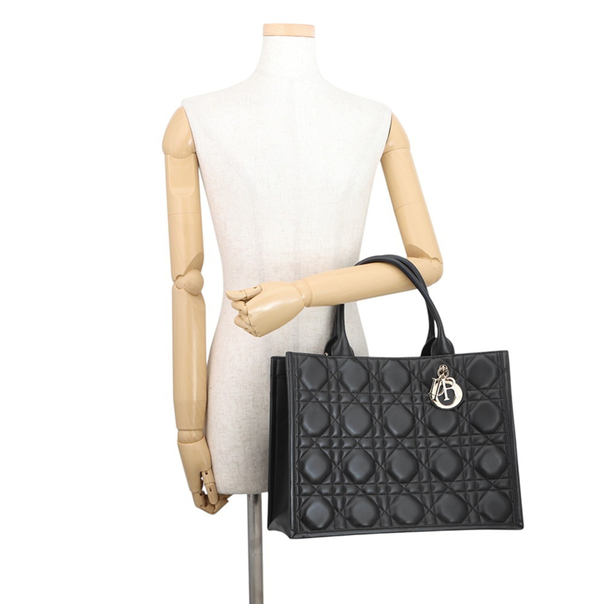 Christian Dior Black Leather Handbag Tote Bag (Pre-Owned)