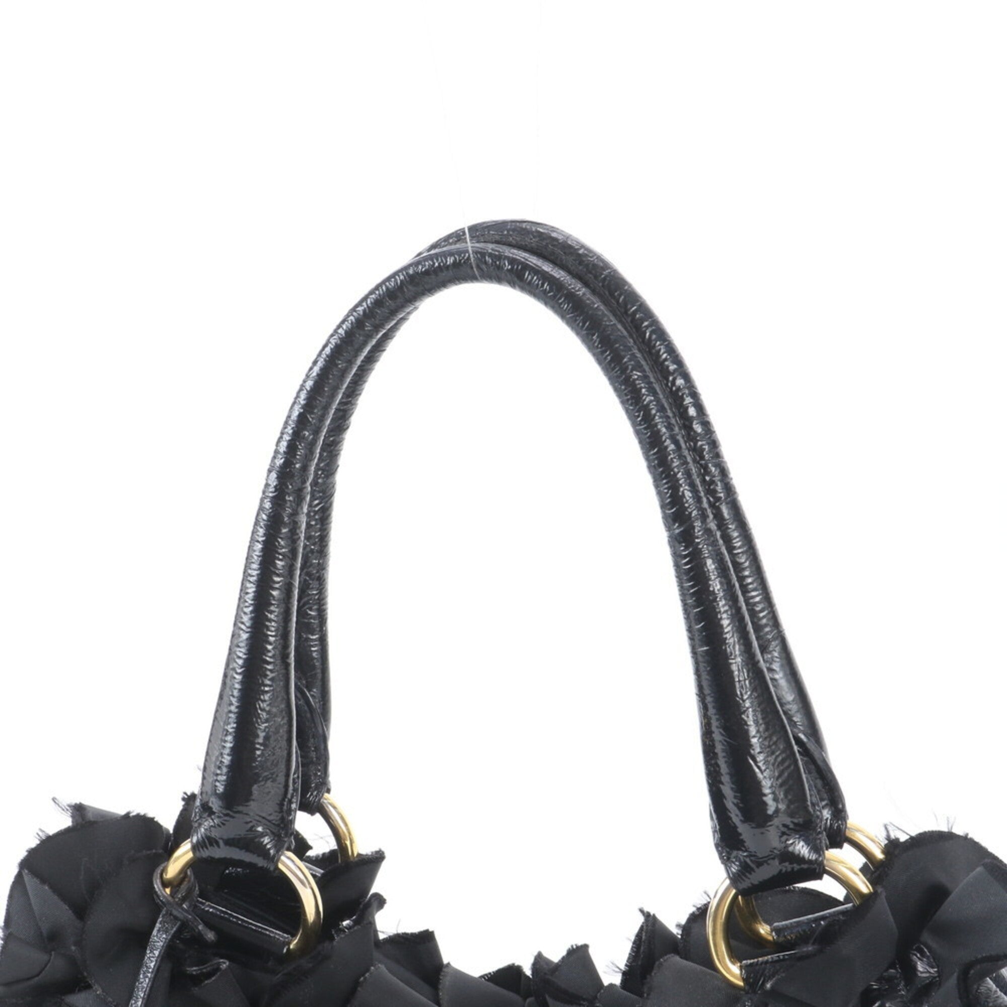 Prada Black Nylon Leather Handbag Tote Bag (Pre-Owned)