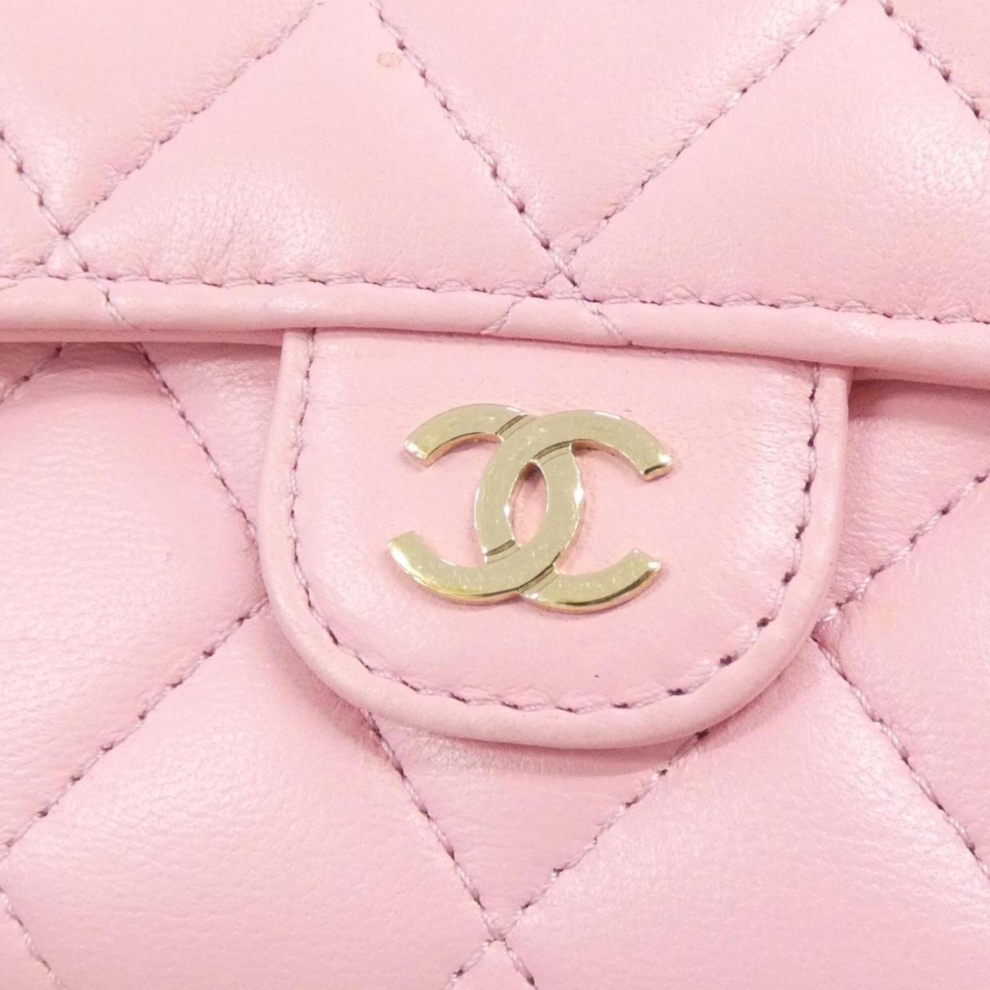 Chanel Pink Leather Wallet (Tri-Fold) (Pre-Owned)