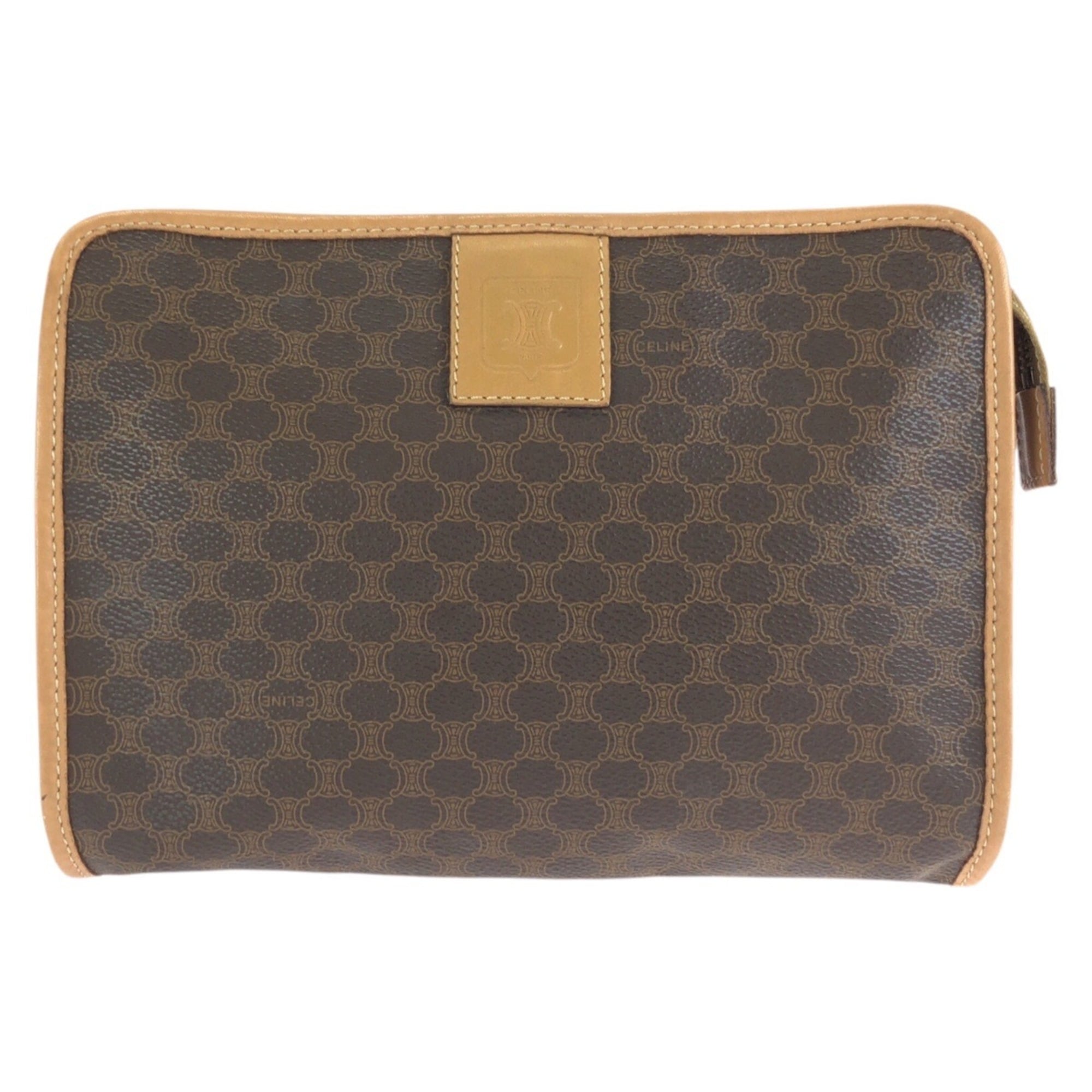 Celine Brown Pvc Leather Clutch Bag (Pre-Owned)
