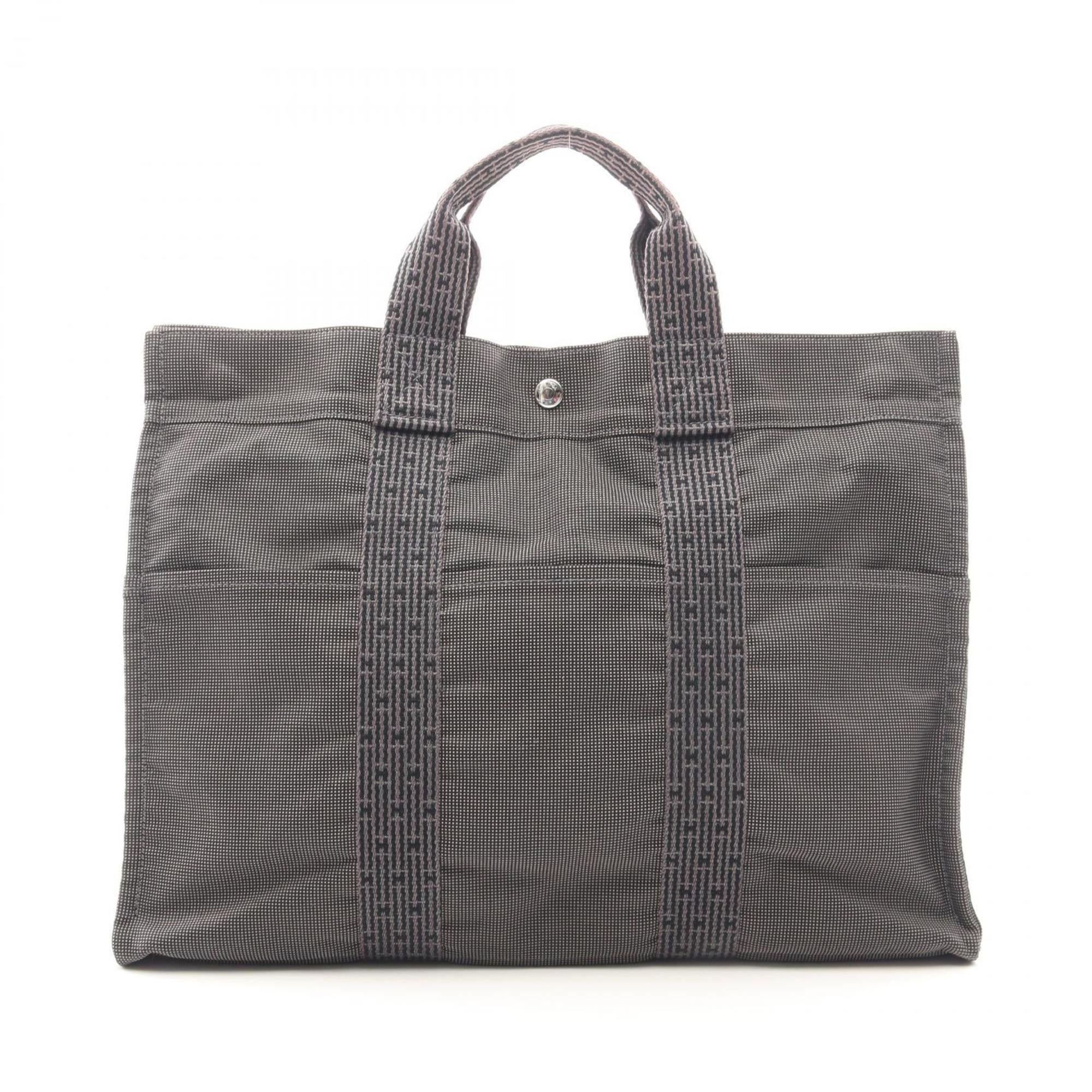 Hermes Gray Nylon Canvas Handbag Tote Bag (Pre-Owned)