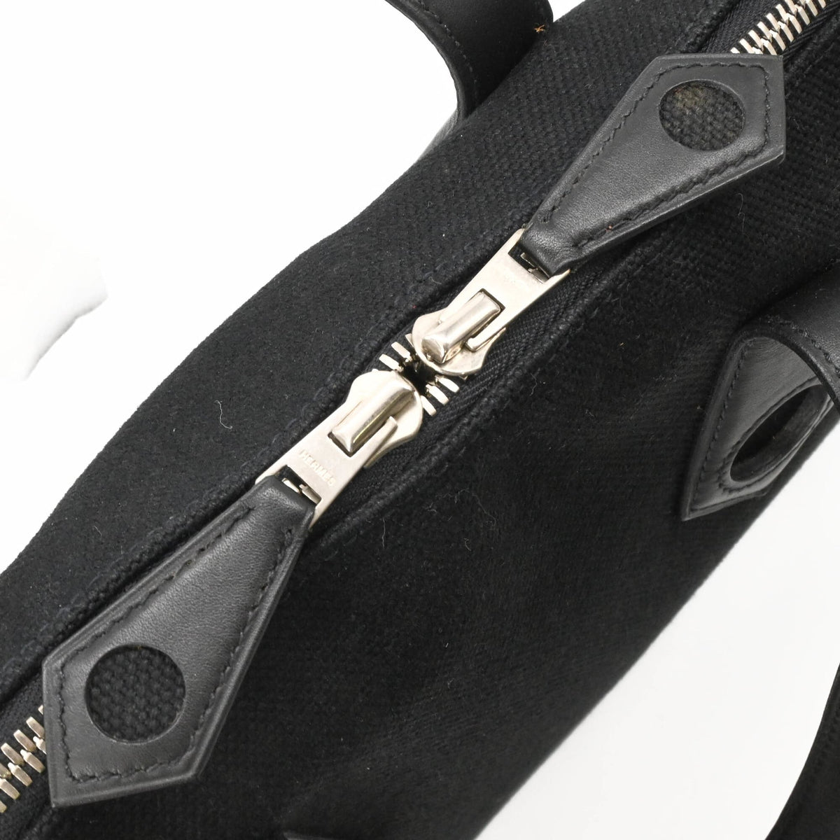 Hermes Black Nylon Canvas Boston Bag Handbag (Pre-Owned)