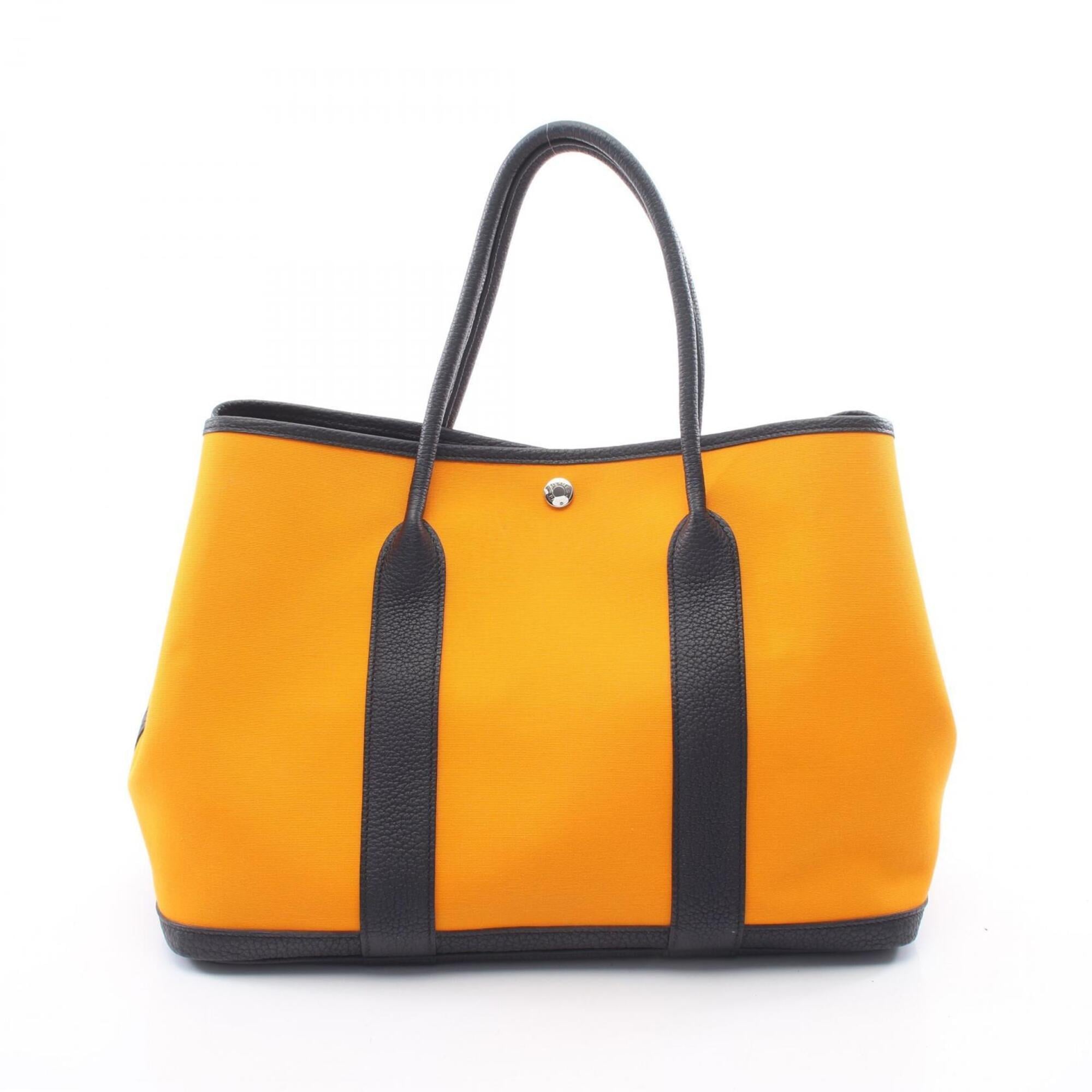 Hermes Blue Indigo Navy Orange Canvas Handbag Tote Bag (Pre-Owned)