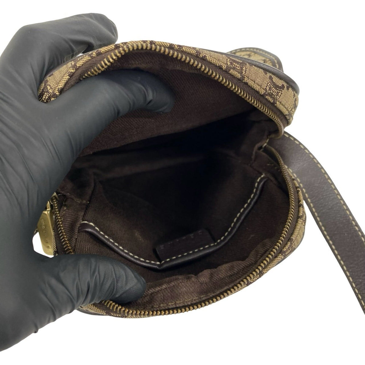 Celine Brown Canvas Leather Pochette Shoulder Bag (Pre-Owned)