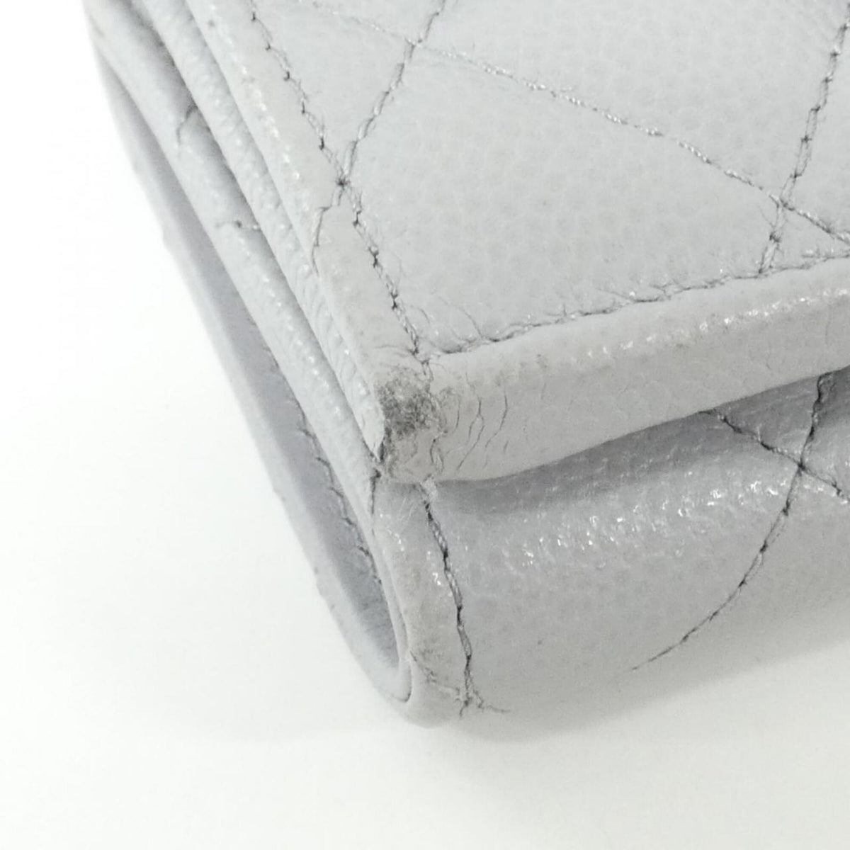 Chanel Gray Grained Calfskin Wallet (Tri-Fold) (Pre-Owned)