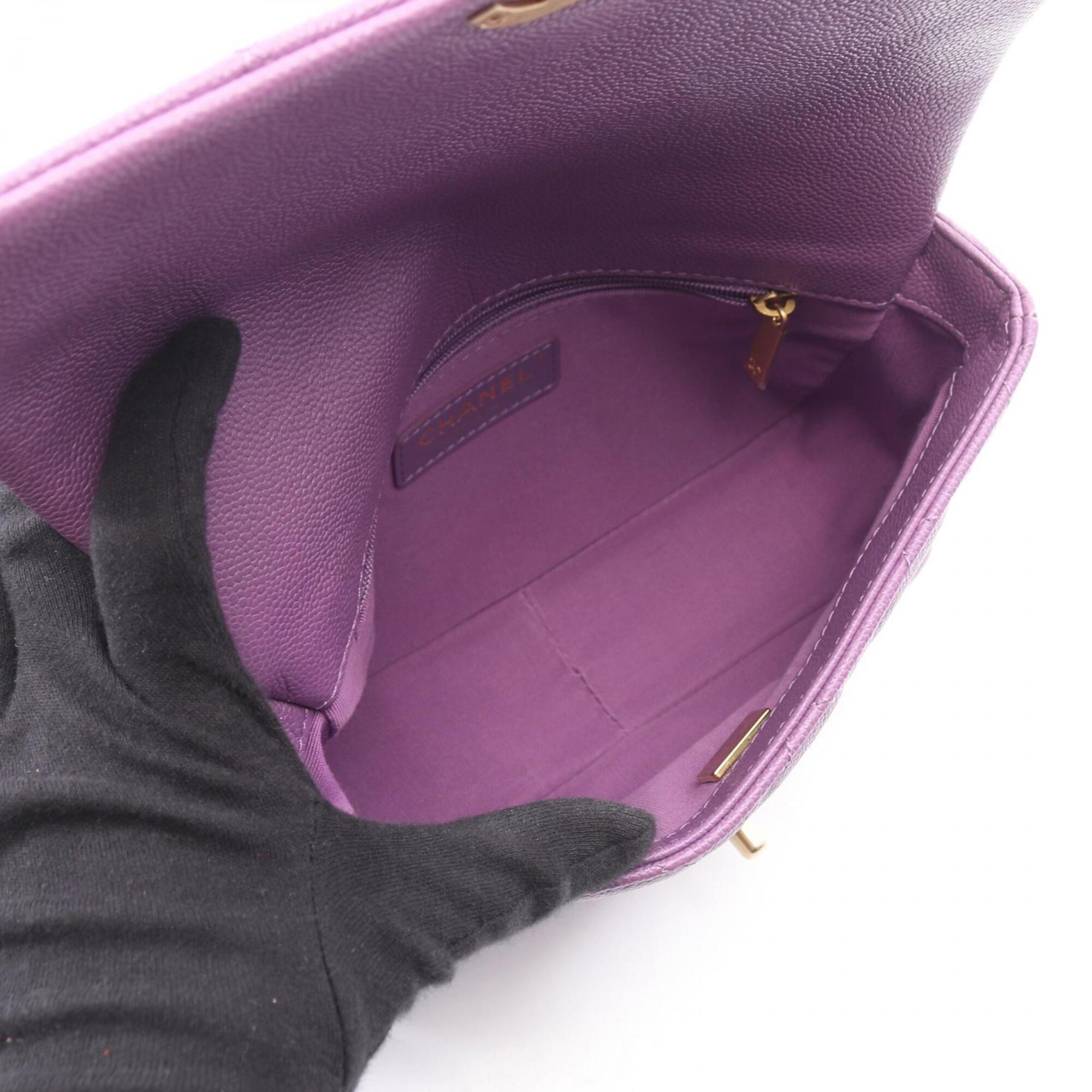 Chanel Purple Grained Calfskin Handbag Shoulder Bag (Pre-Owned)