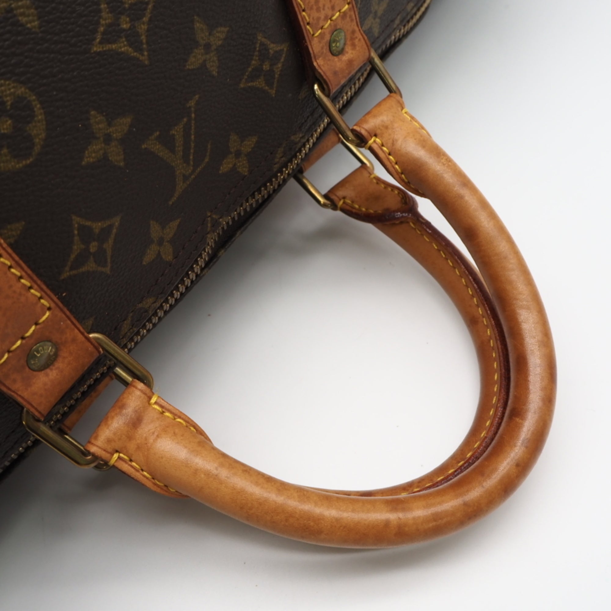 Louis Vuitton Monogram Beige Brown Coated Canvas Leather Boston Bag (Pre-Owned)