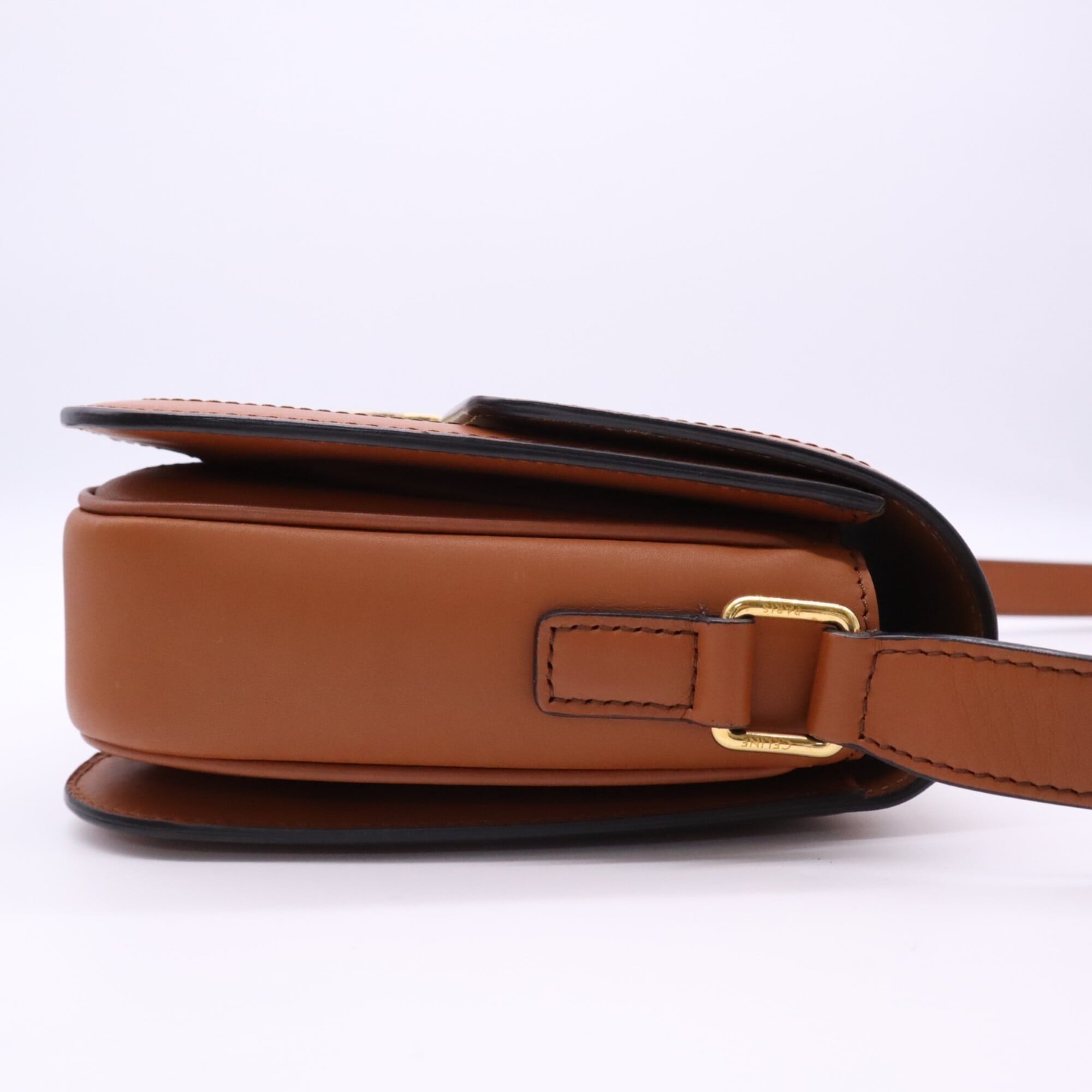 Celine Beige Brown Canvas Leather Shoulder Bag (Pre-Owned)