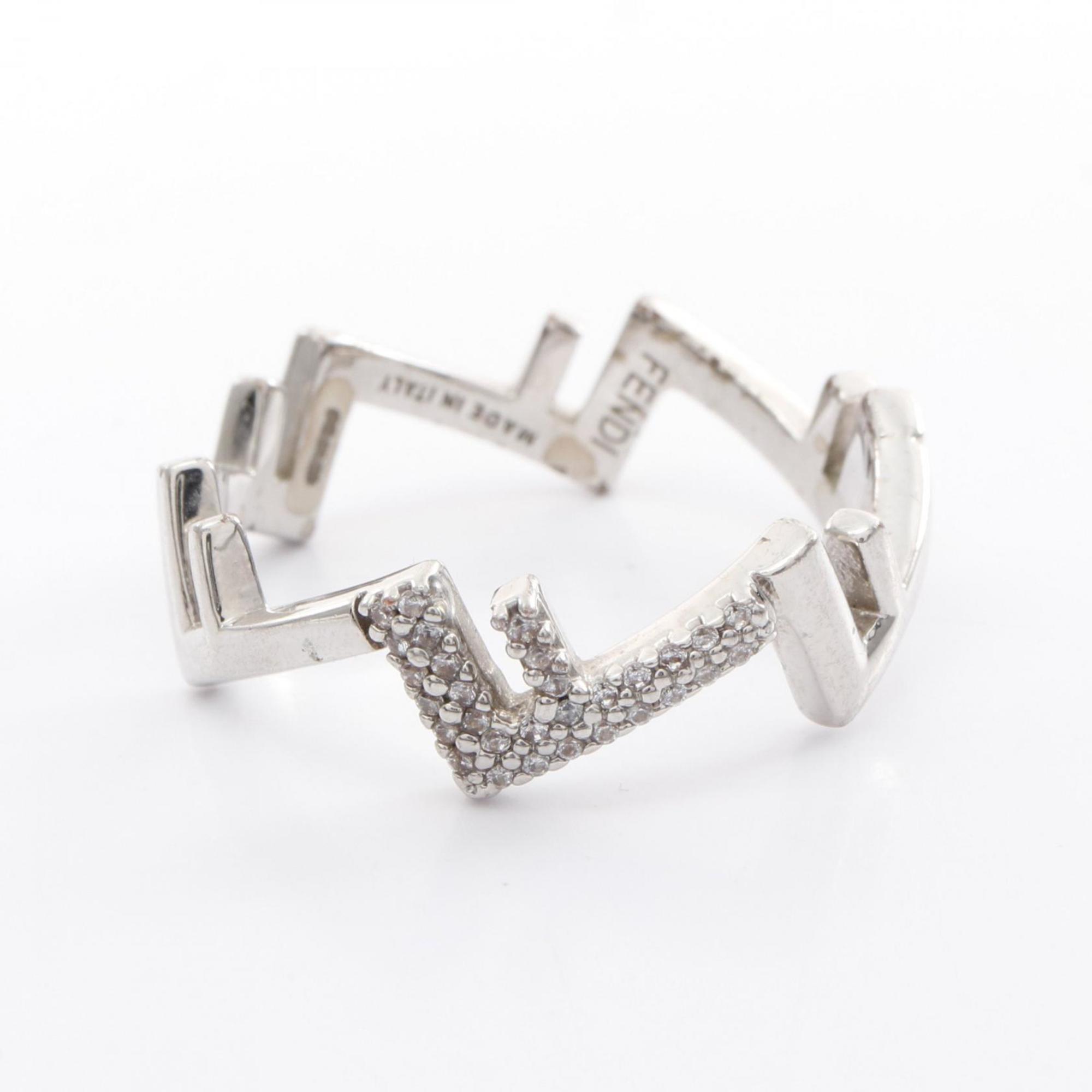 Fendi Silver Clear Stainless Steel Band Ring (Pre-Owned)