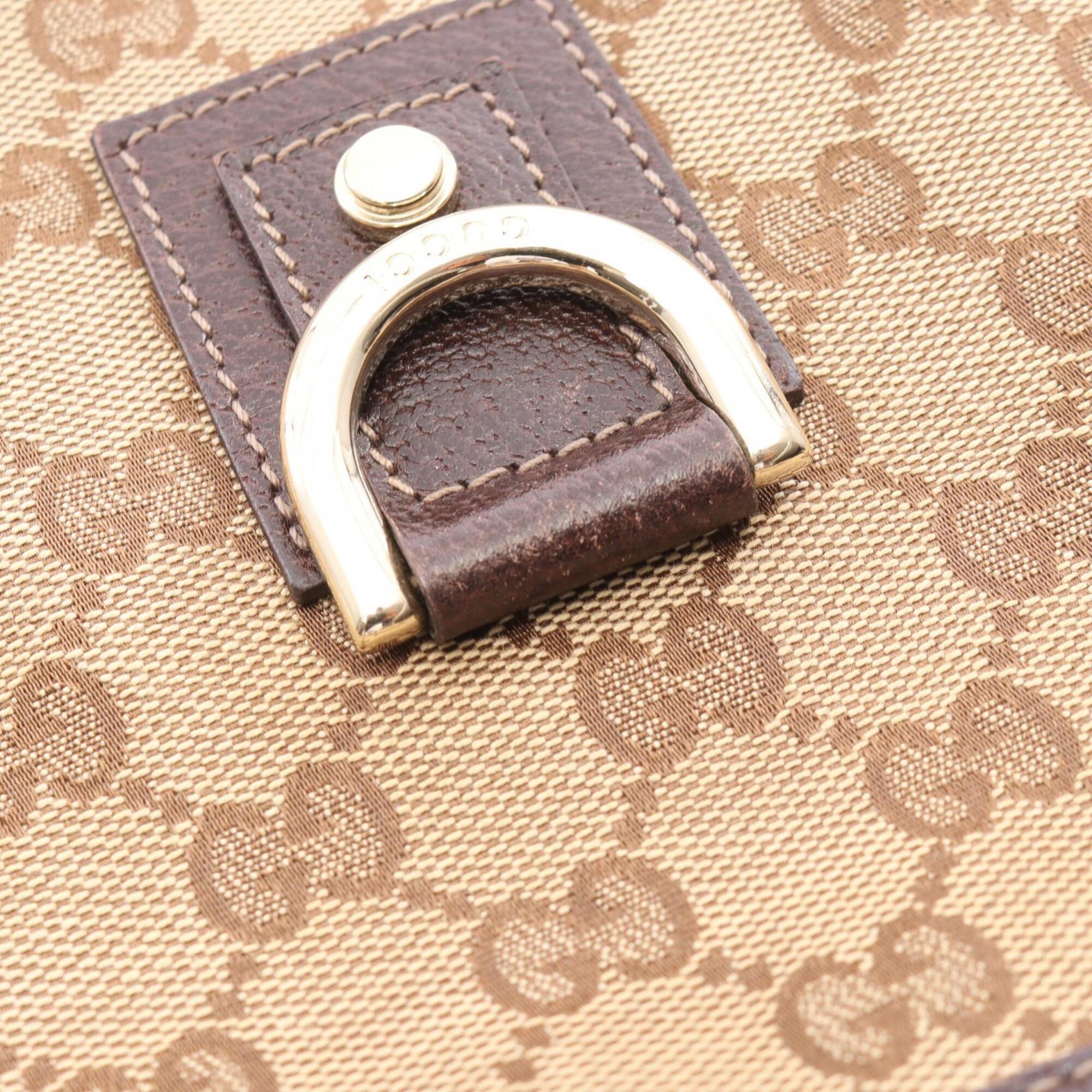 Gucci Beige Brown Canvas Leather Handbag Shoulder Bag (Pre-Owned)