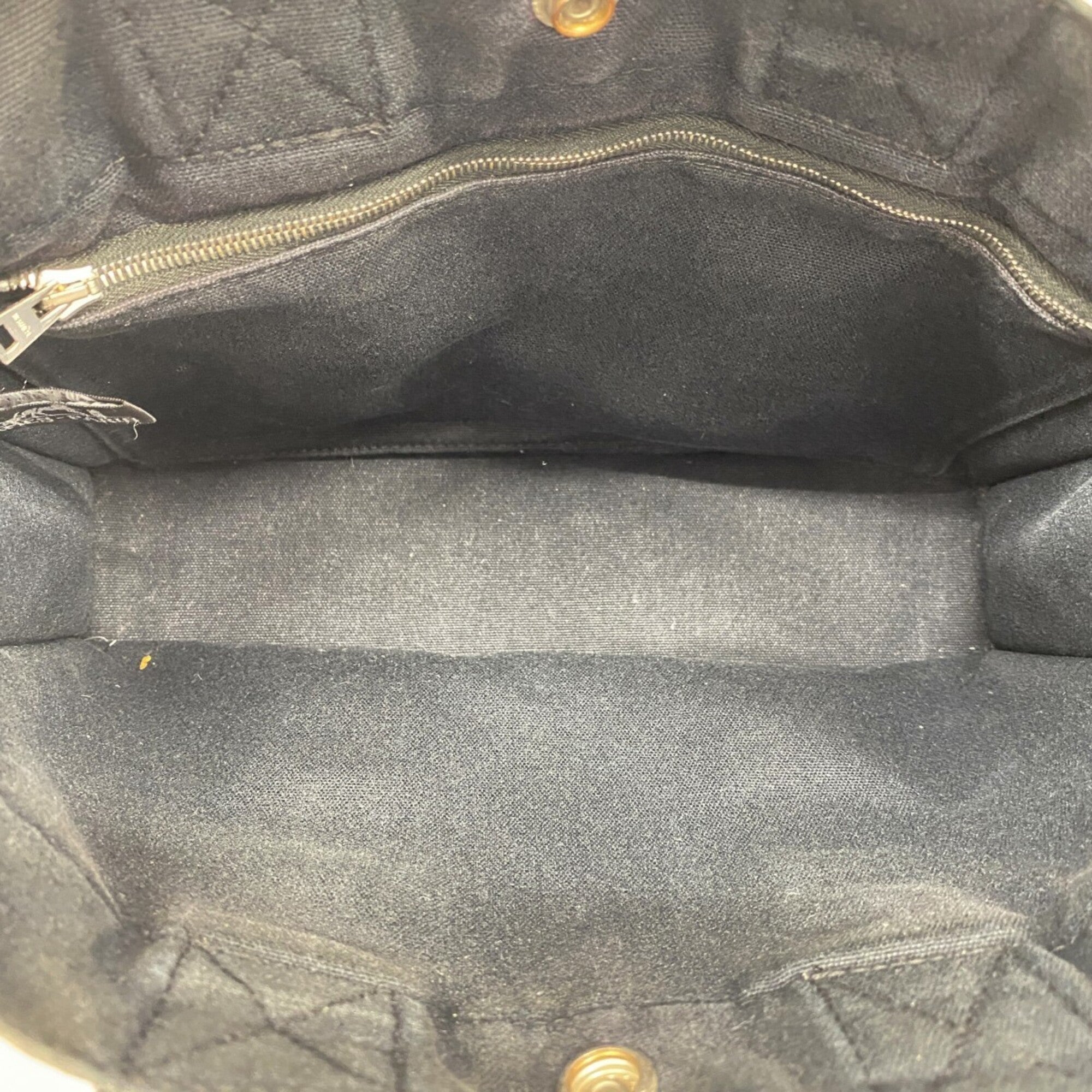 Hermes Black Gray Canvas Handbag (Pre-Owned)