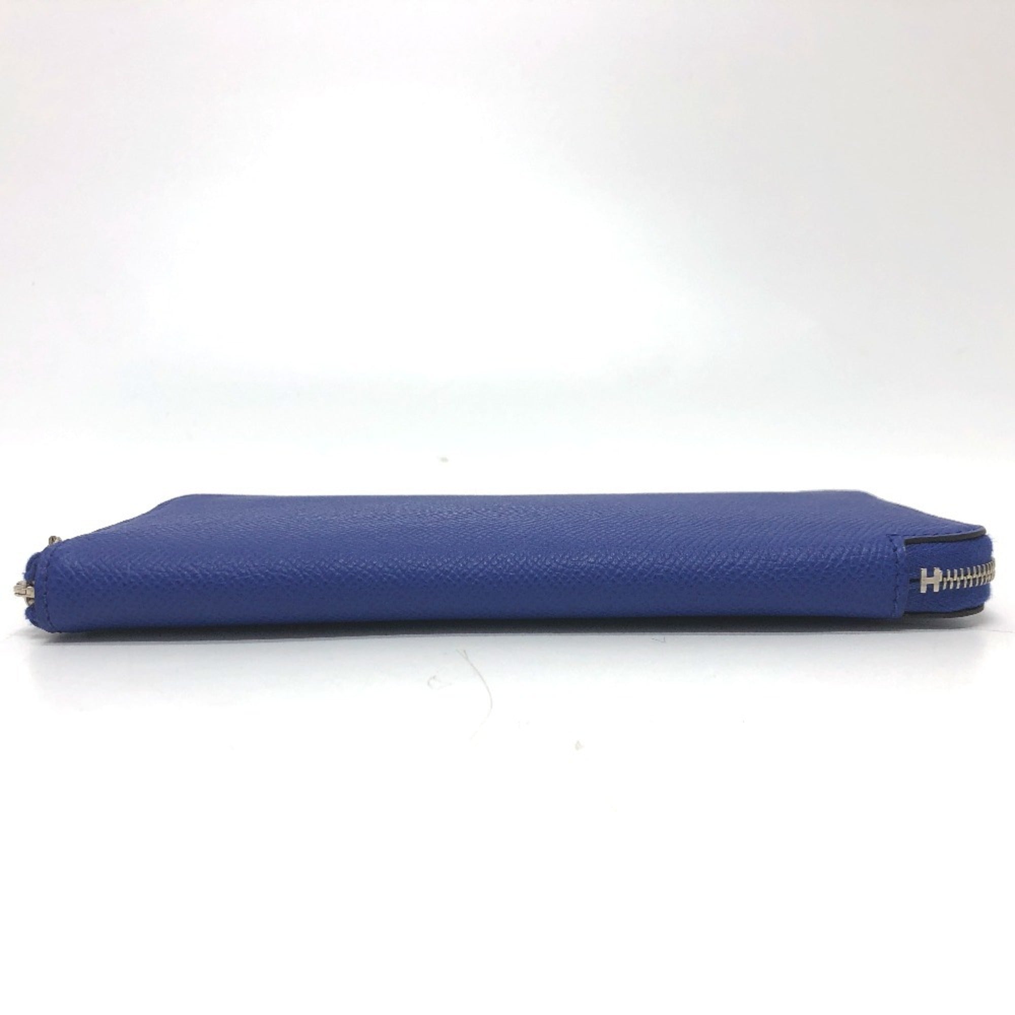 Hermes Silk'in Blue Epsom Leather Long Wallet (Bi-Fold) (Pre-Owned)