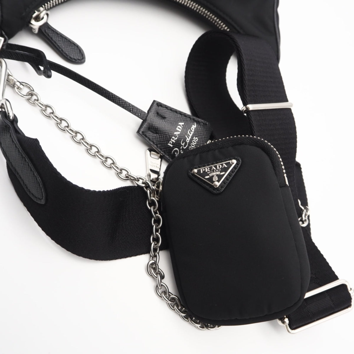 Prada Black Nylon Leather Shoulder Bag (Pre-Owned)