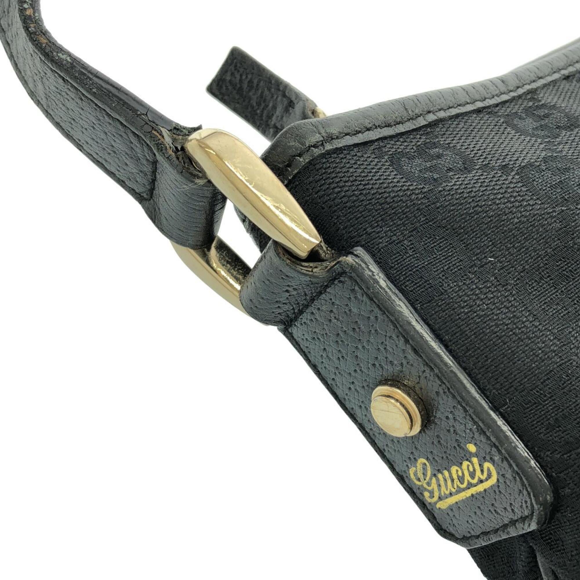 Gucci Black Gg Canvas Shoulder Bag (Pre-Owned)