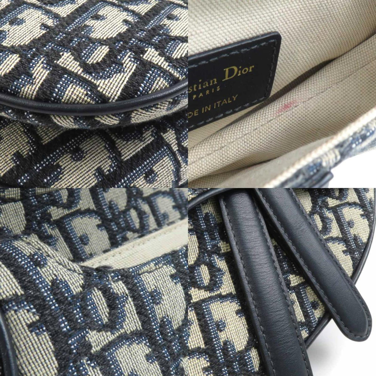 Christian Dior Navy Canvas Handbag Saddle Bag (Pre-Owned)