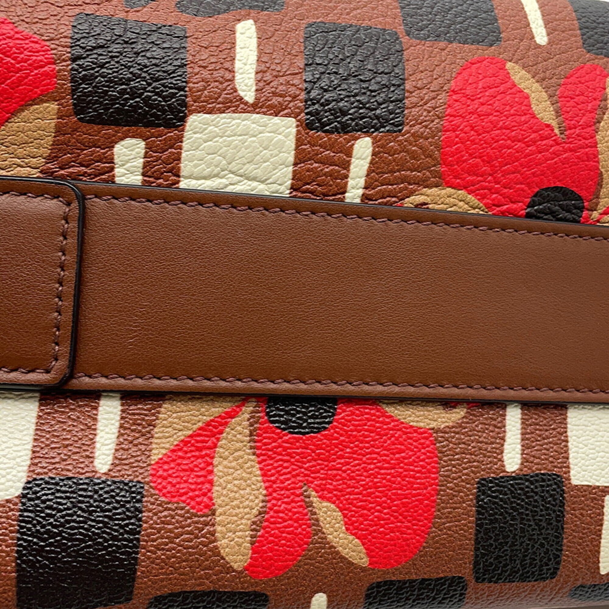 Prada Brown Multi-Color Pvc Leather Handbag Shoulder Bag (Pre-Owned)