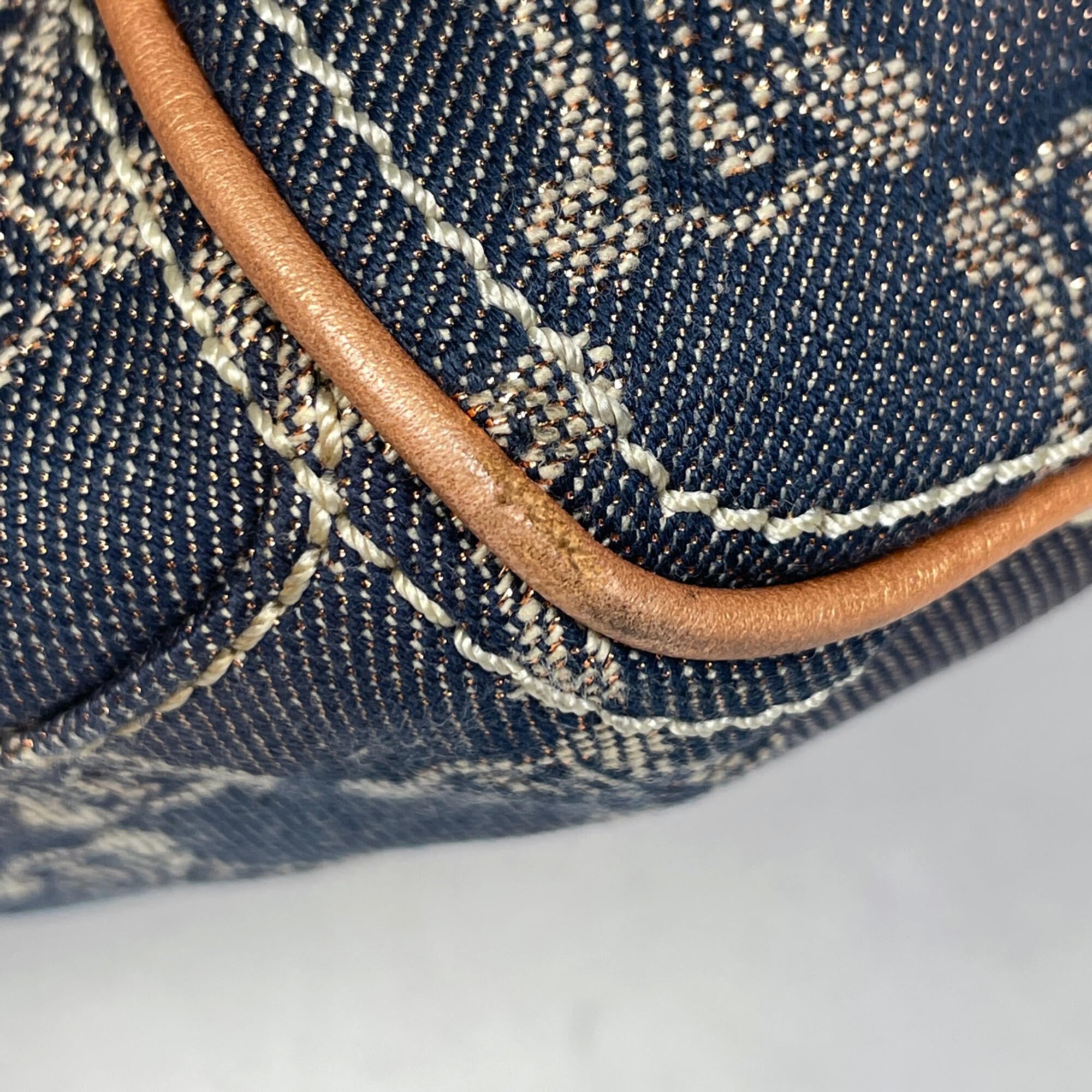 Celine Blue Brown Denim Leather Handbag (Pre-Owned)