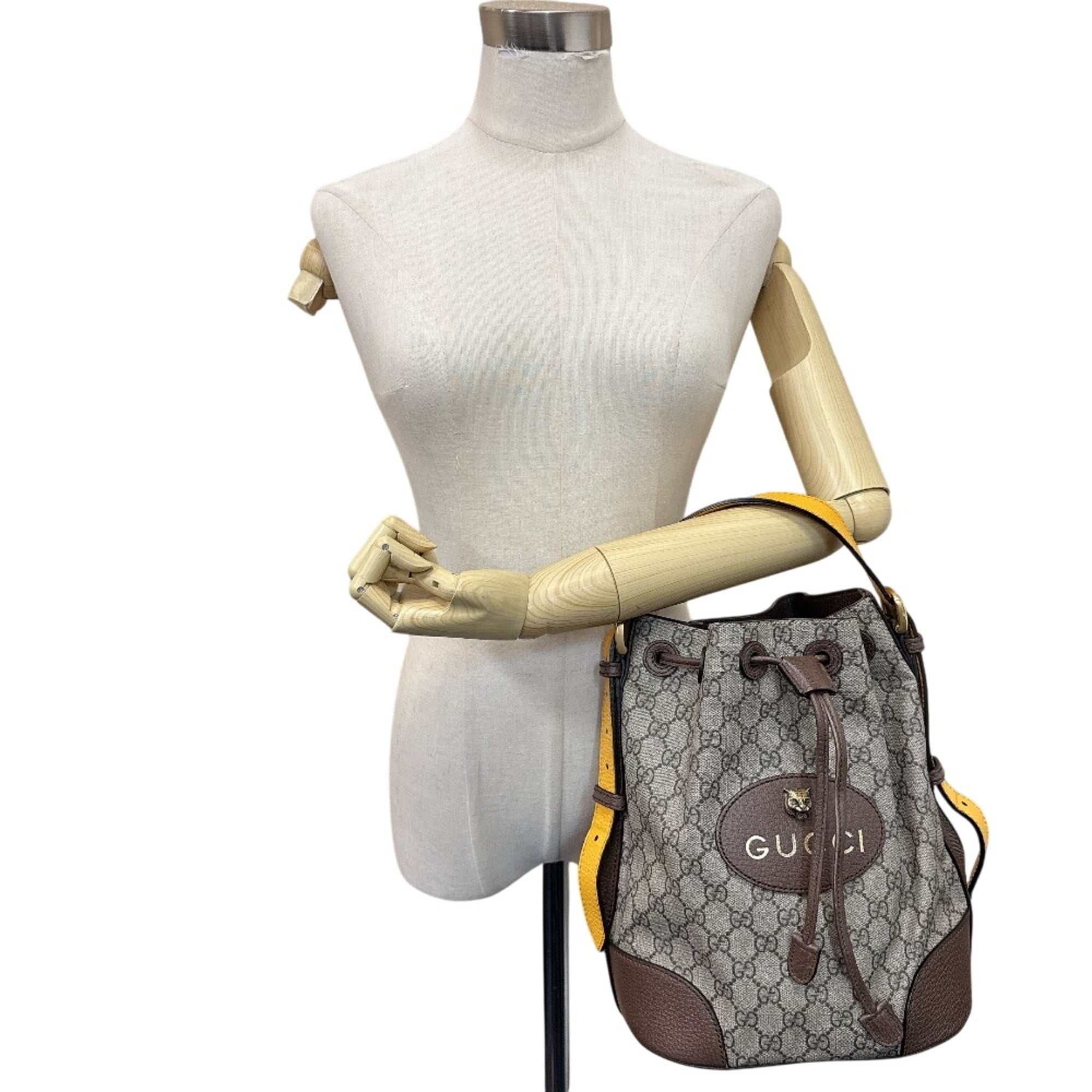 Gucci Beige Brown Yellow Pvc Leather Handbag Shoulder Bag (Pre-Owned)