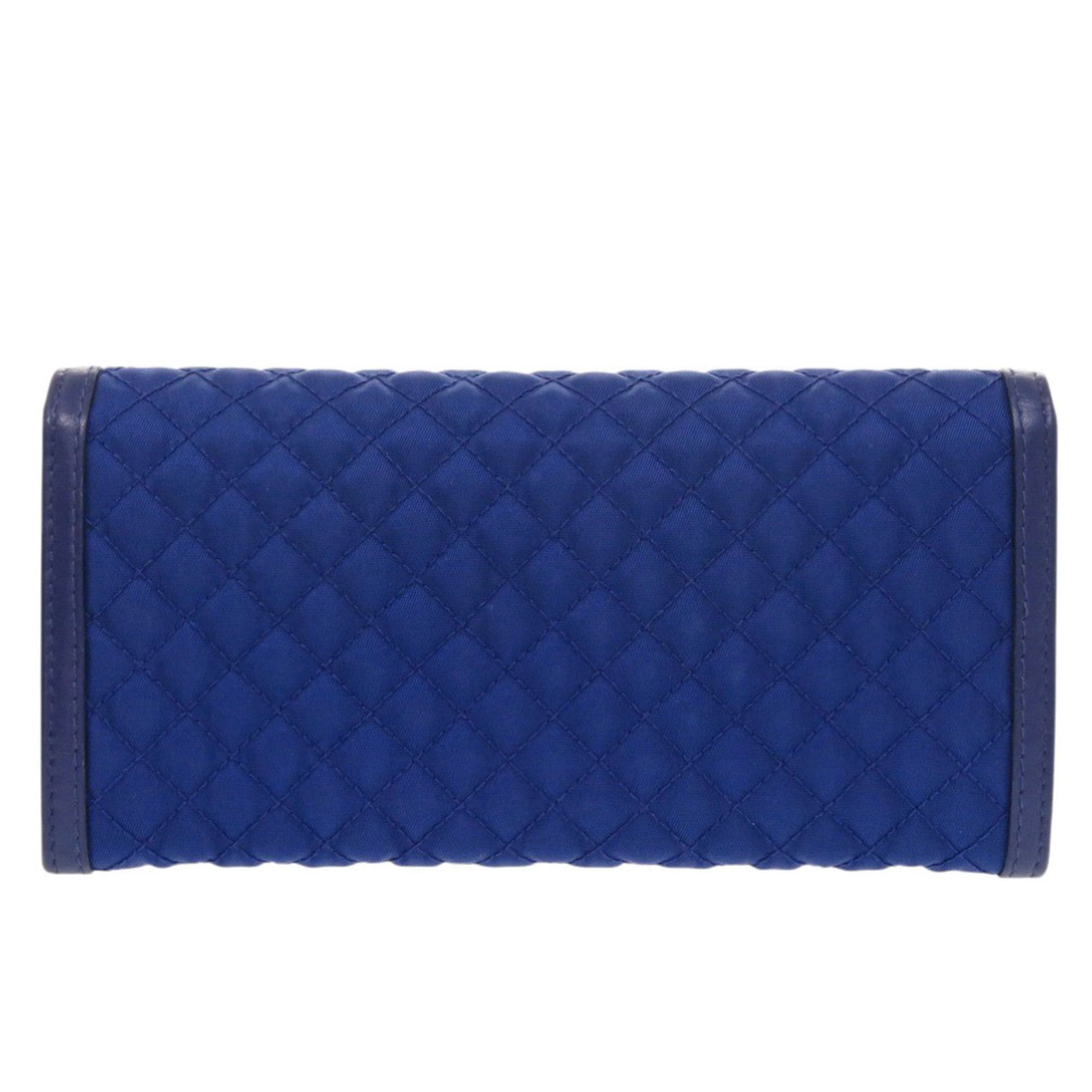 Prada Blue Nylon Leather Long Wallet (Bi-Fold) (Pre-Owned)