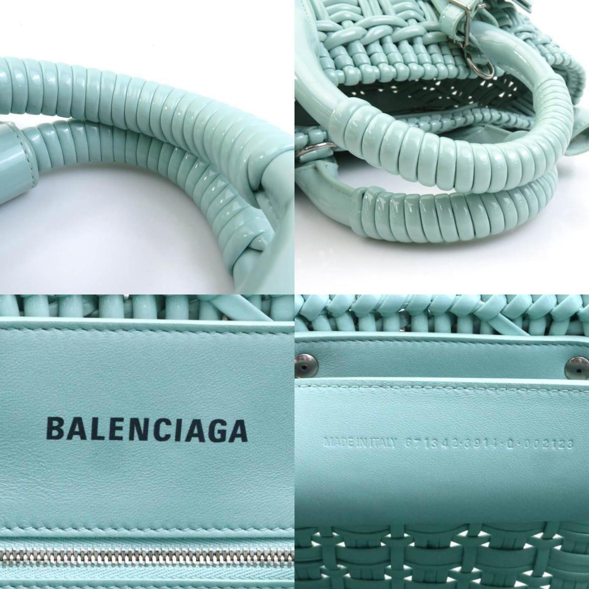 Balenciaga Light Blue Elastane Polyester Basket Handbag Shoulder Bag (Pre-Owned)