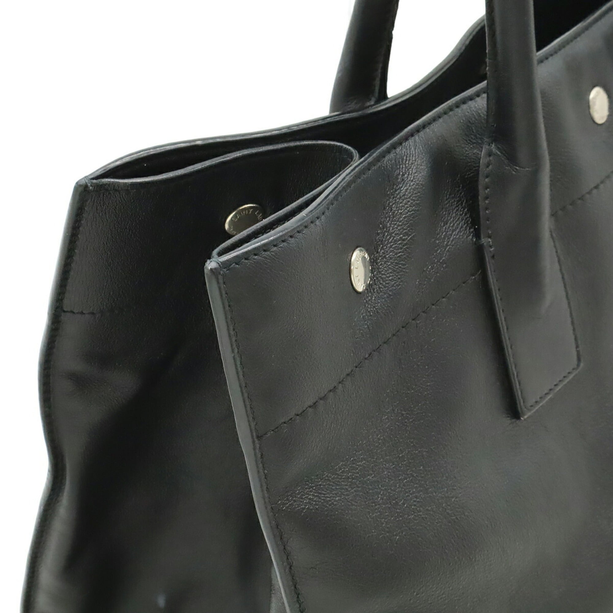 Yves Saint Laurent Black Leather Shoulder Bag Tote Bag (Pre-Owned)