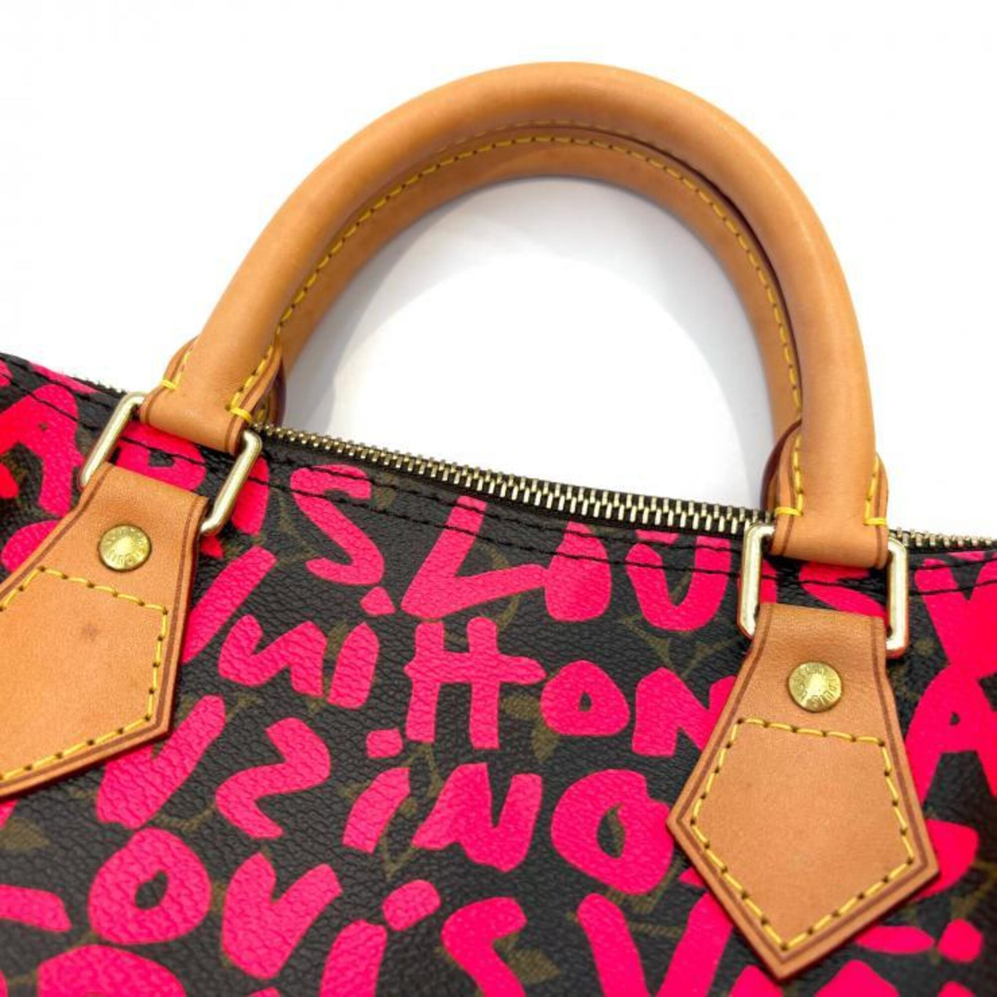 Louis Vuitton Brown Fuchsia Pink Monogram Graffiti Handbag (Pre-Owned)
