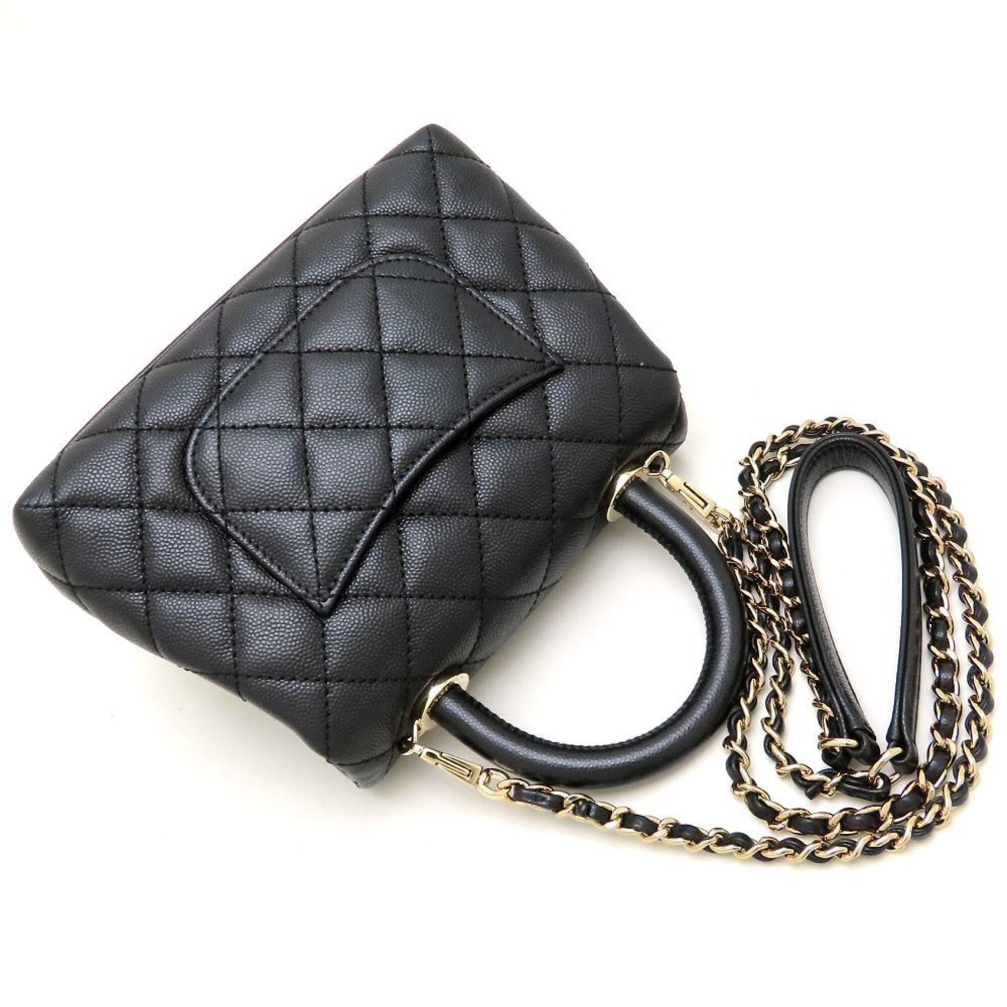Chanel Black Grained Calfskin Handbag (Pre-Owned)