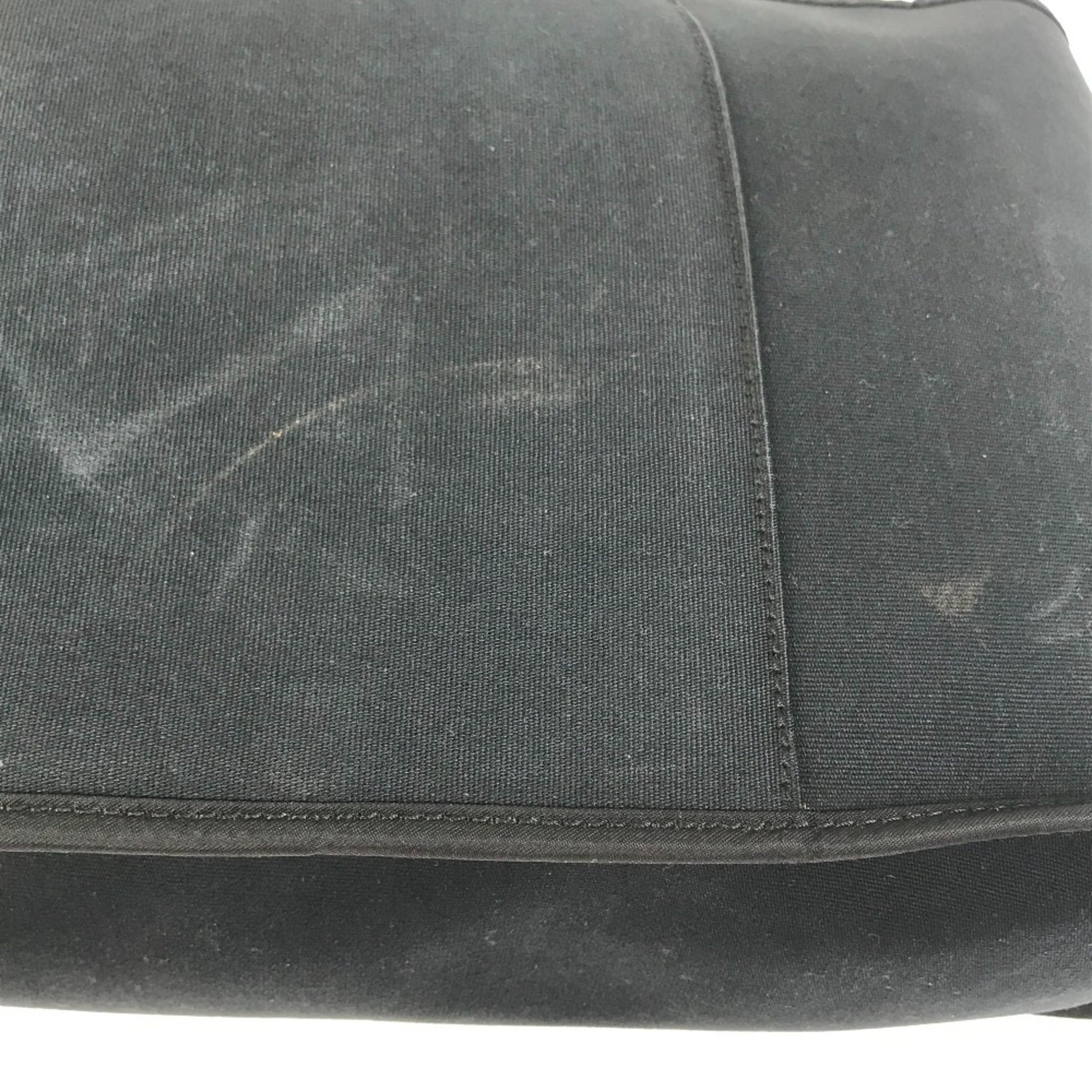 Hermes Black Toile Officier Leather Handbag Shoulder Bag Tote Bag (Pre-Owned)