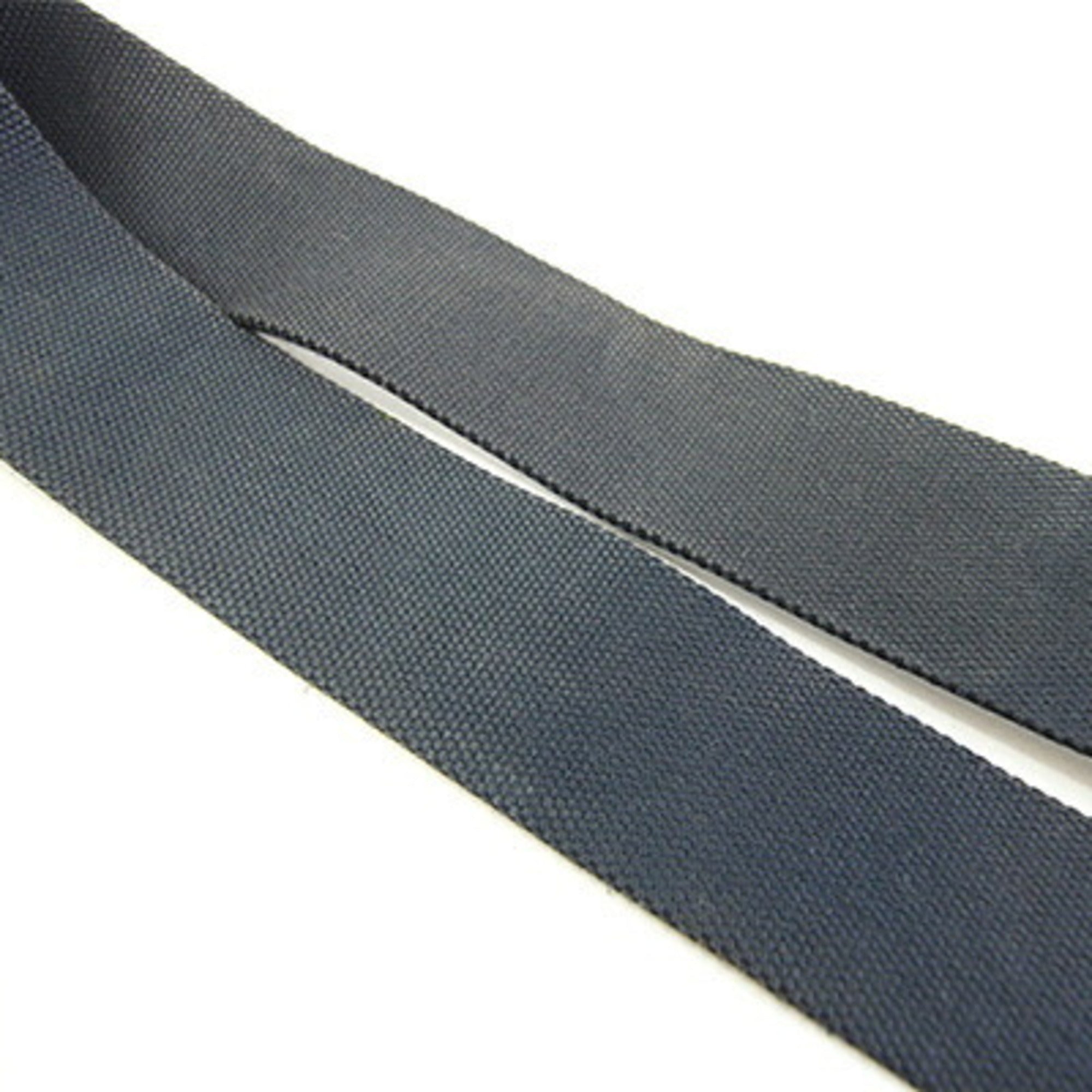 Prada Navy Canvas Leather Metal Shoulder Bag (Pre-Owned)