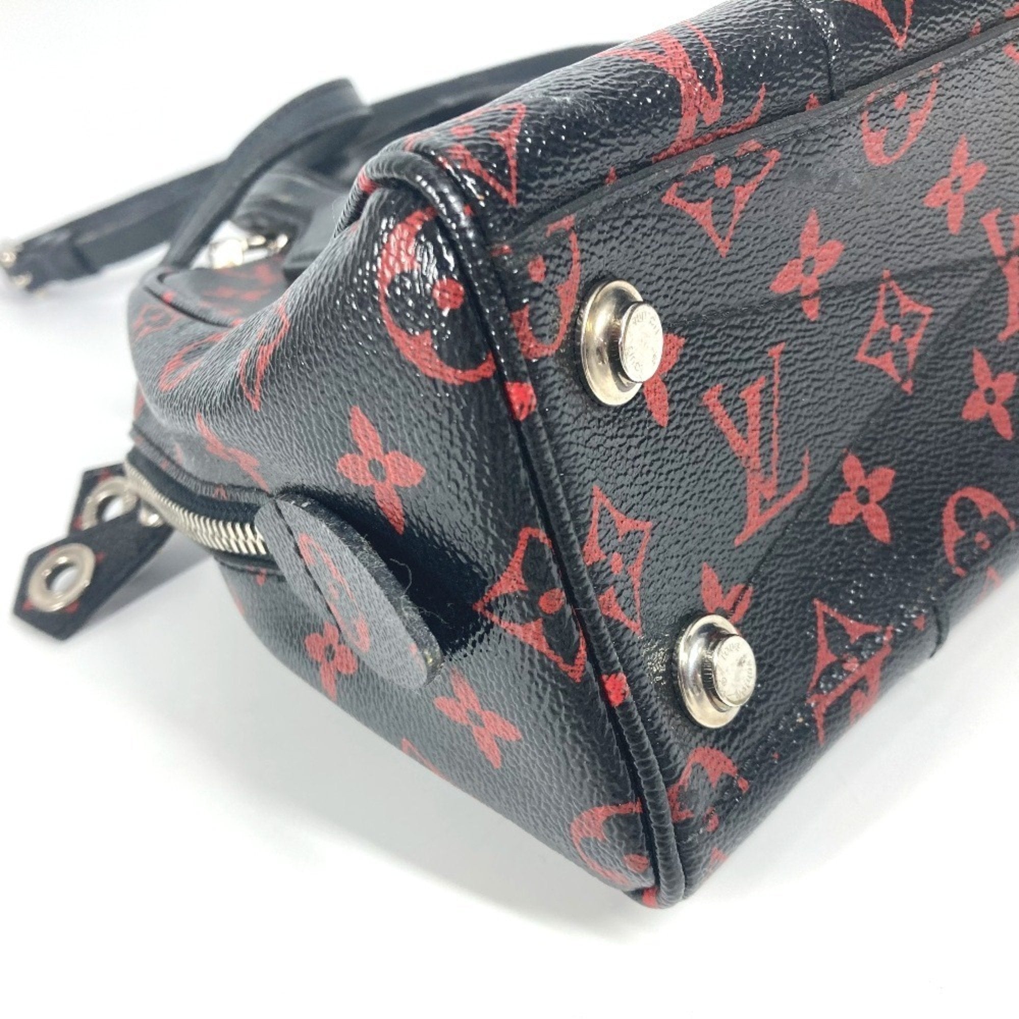 Louis Vuitton Black Red Color Monogram Handbag Shoulder Bag (Pre-Owned)
