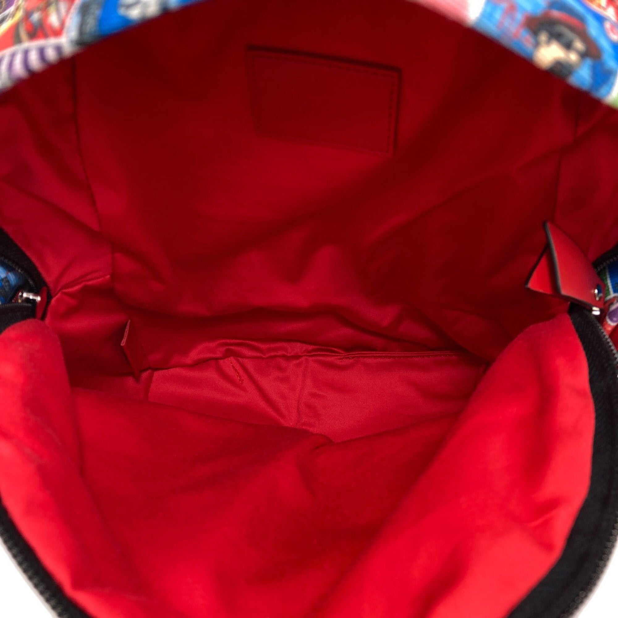 Christian Louboutin Red Color Canvas Leather Backpack (Pre-Owned)