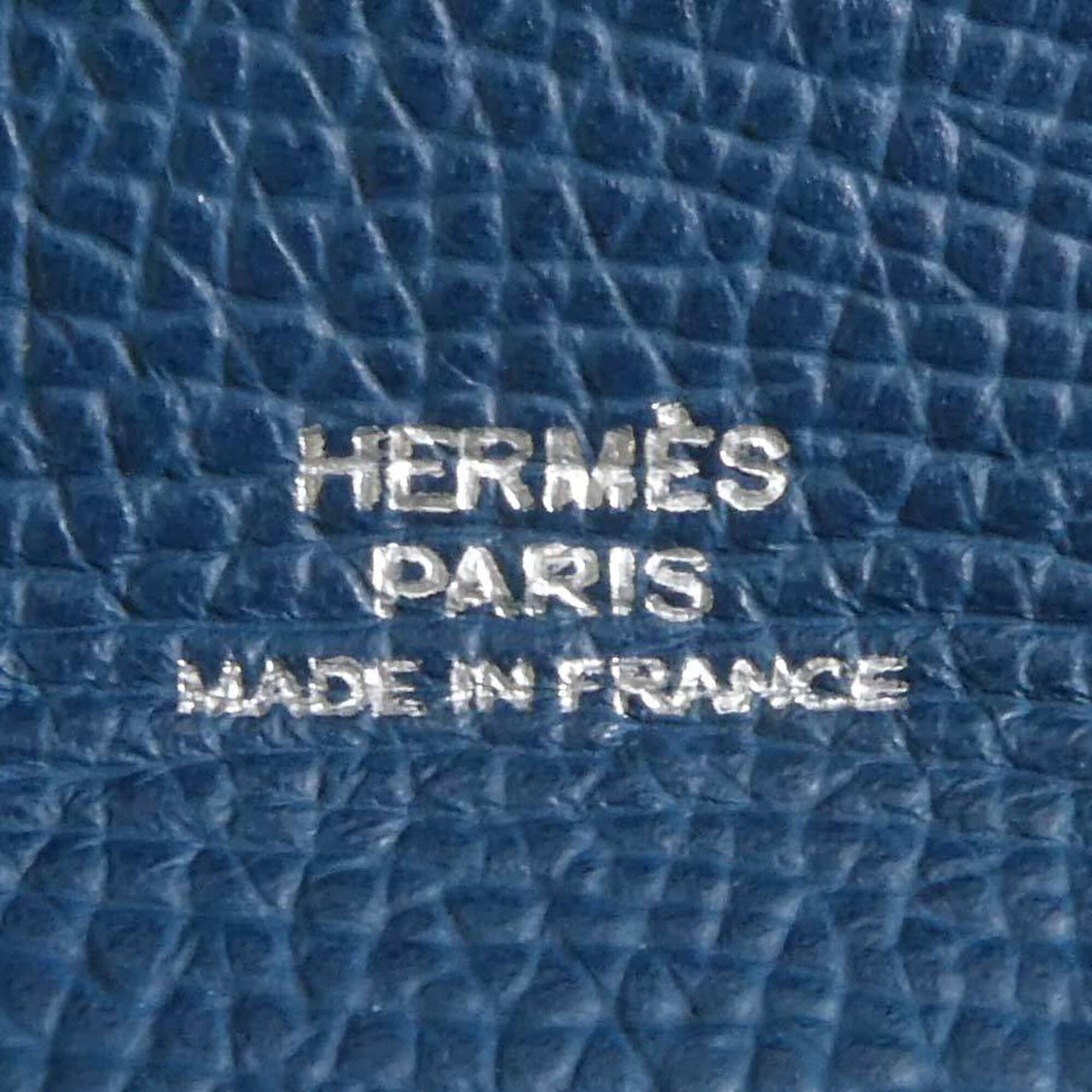 Hermes Navy Leather Coin Purse/Coin Case (Pre-Owned)