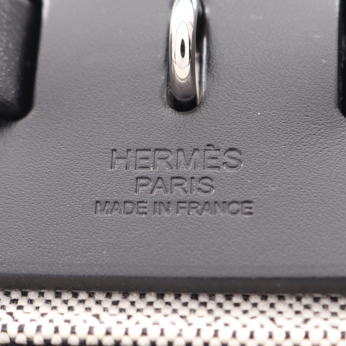 Hermes Beige Black Canvas Toile H Vache Leather Handbag Pouch (Pre-Owned)
