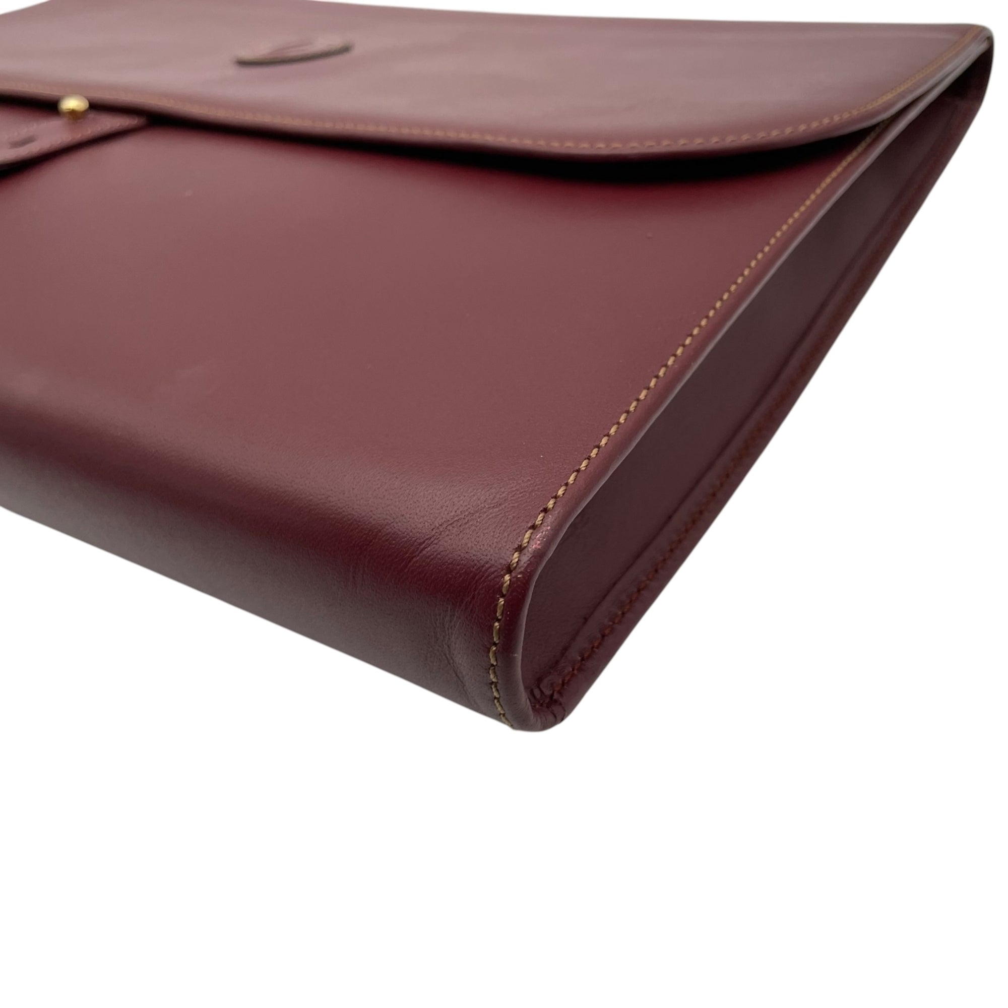Cartier Bordeaux Leather Clutch Bag Handbag (Pre-Owned)