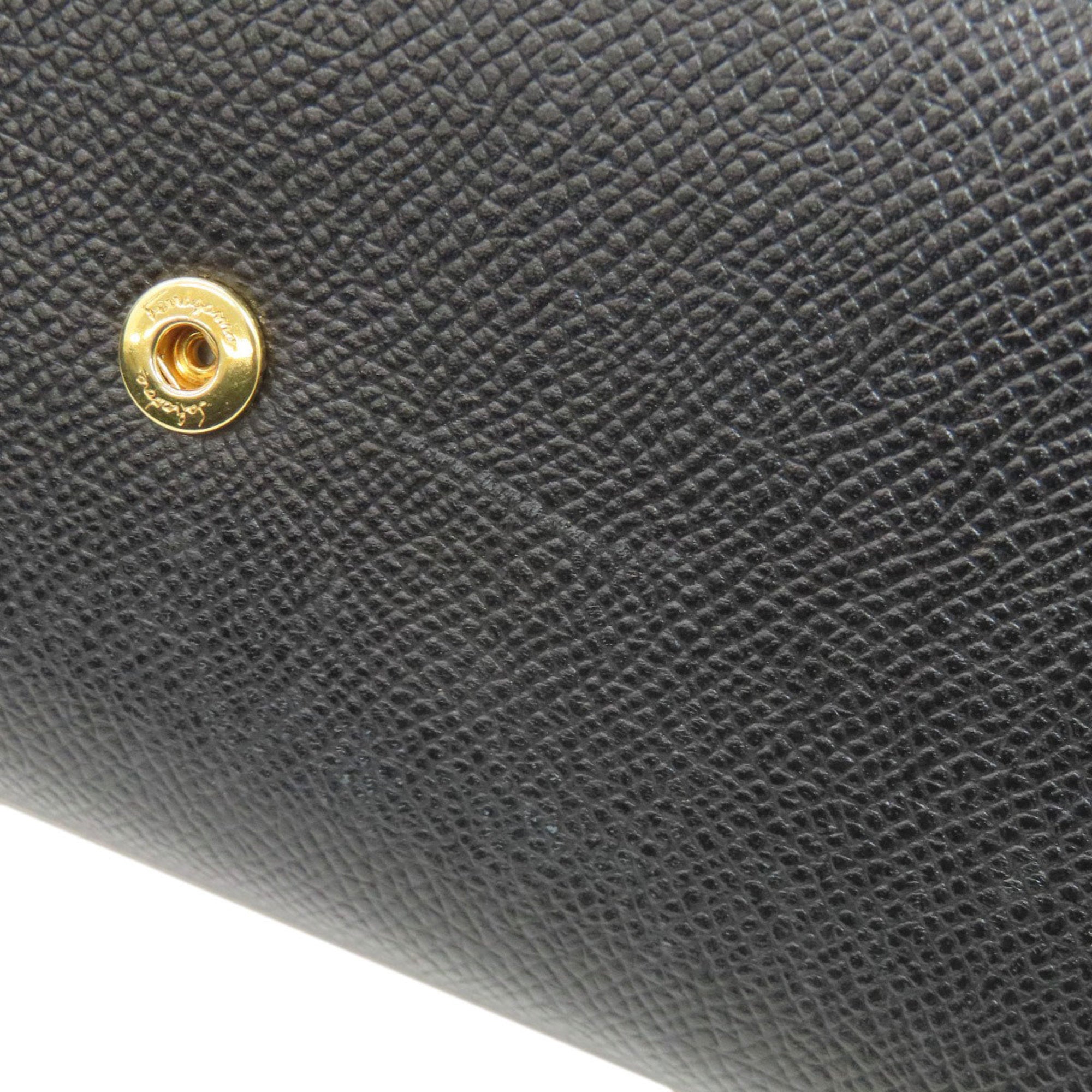 Salvatore Ferragamo Black Leather Long Wallet (Bi-Fold) (Pre-Owned)