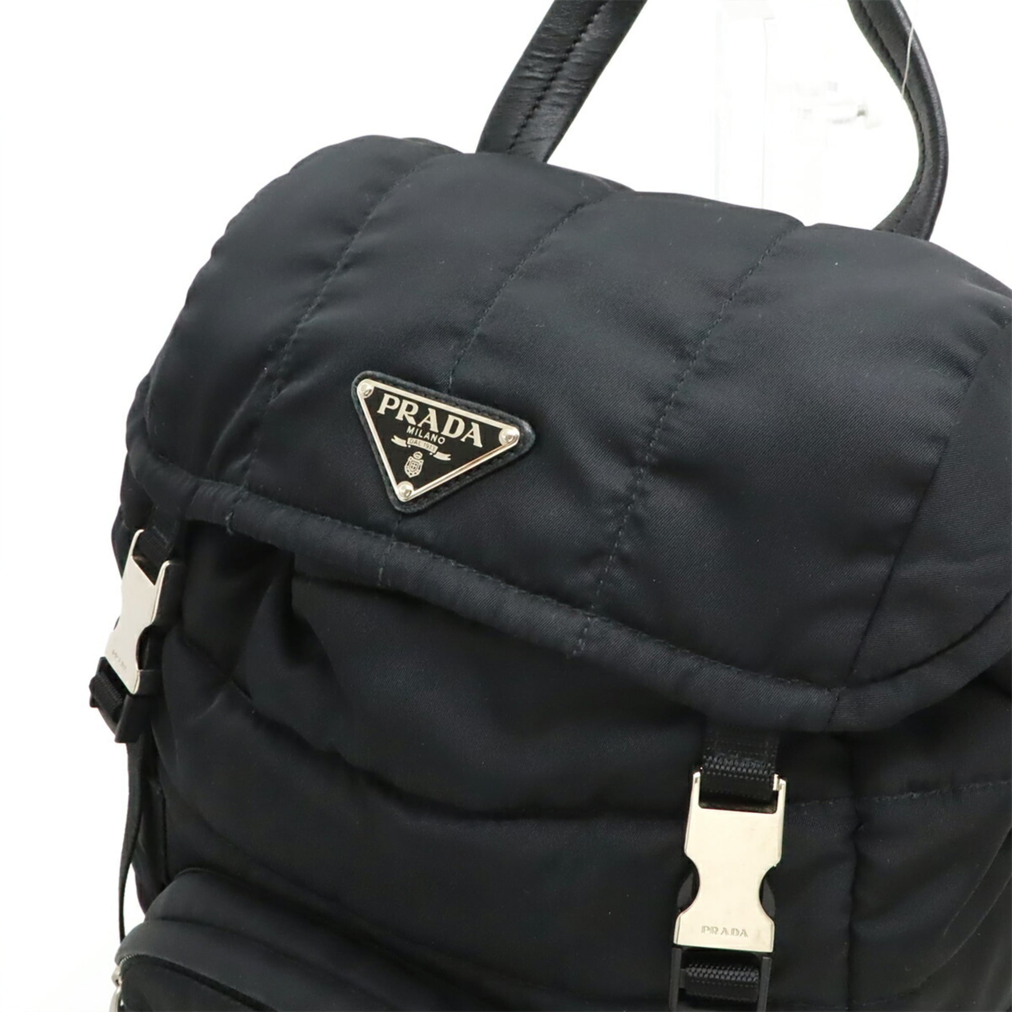 Prada Nero Nylon Leather Backpack (Pre-Owned)