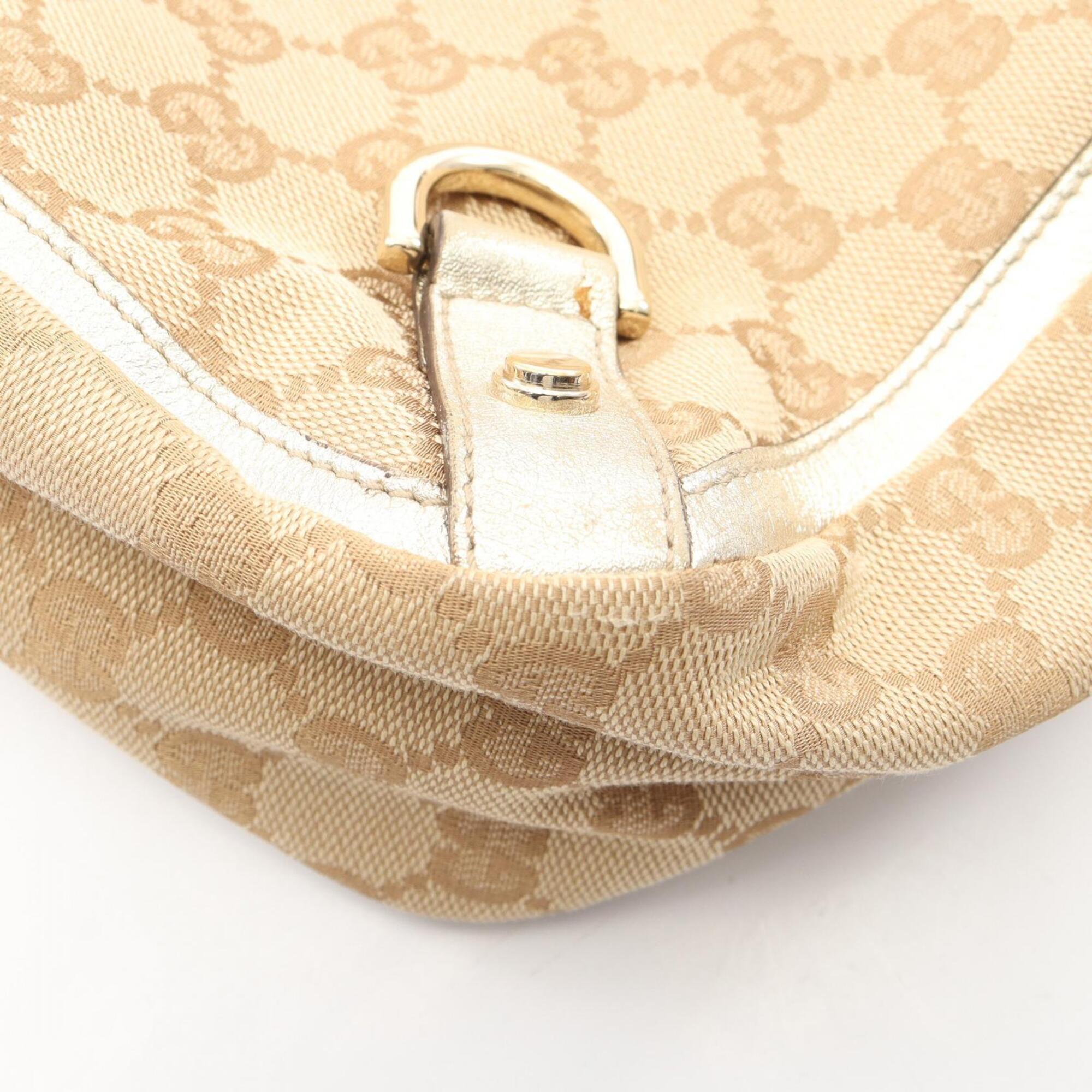 Gucci Beige Canvas Leather Handbag Tote Bag (Pre-Owned)