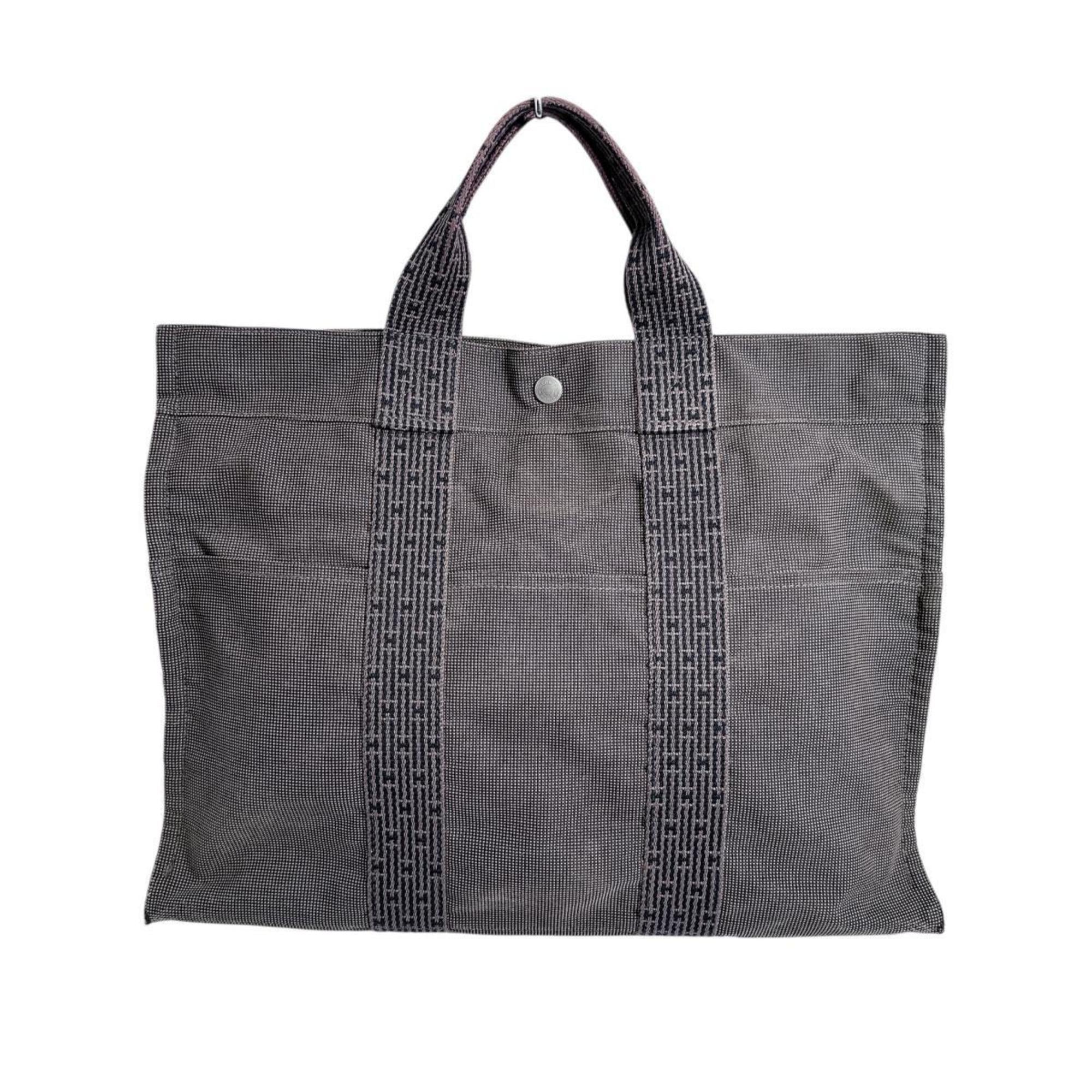 Hermes Her Line Gray Canvas Tote Bag (Pre-Owned)