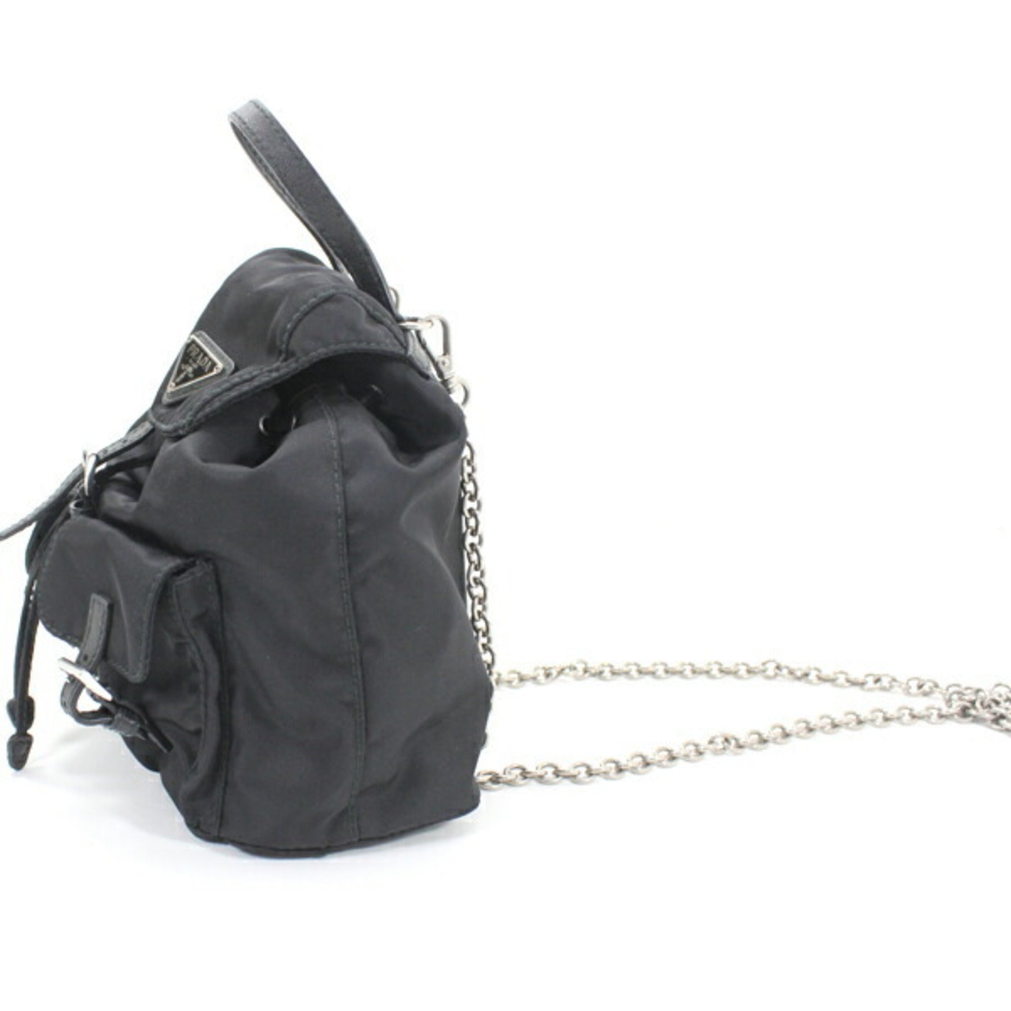 Prada Black Nero Nylon Leather Shoulder Bag (Pre-Owned)