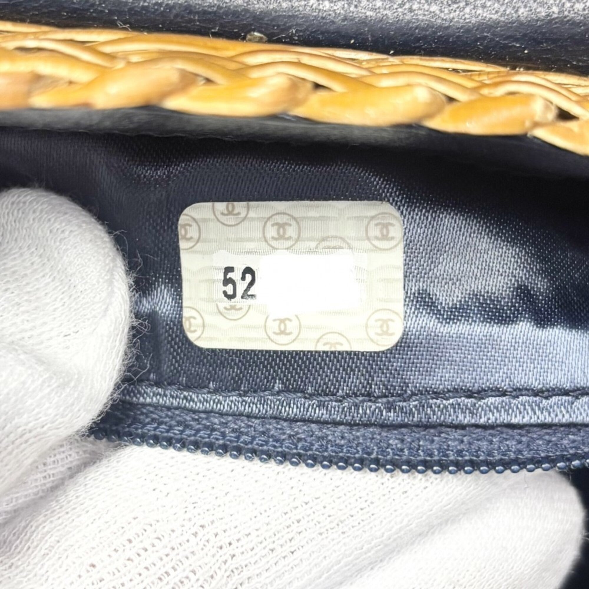 Chanel Blue Brown Straw Denim Shoulder Bag (Pre-Owned)