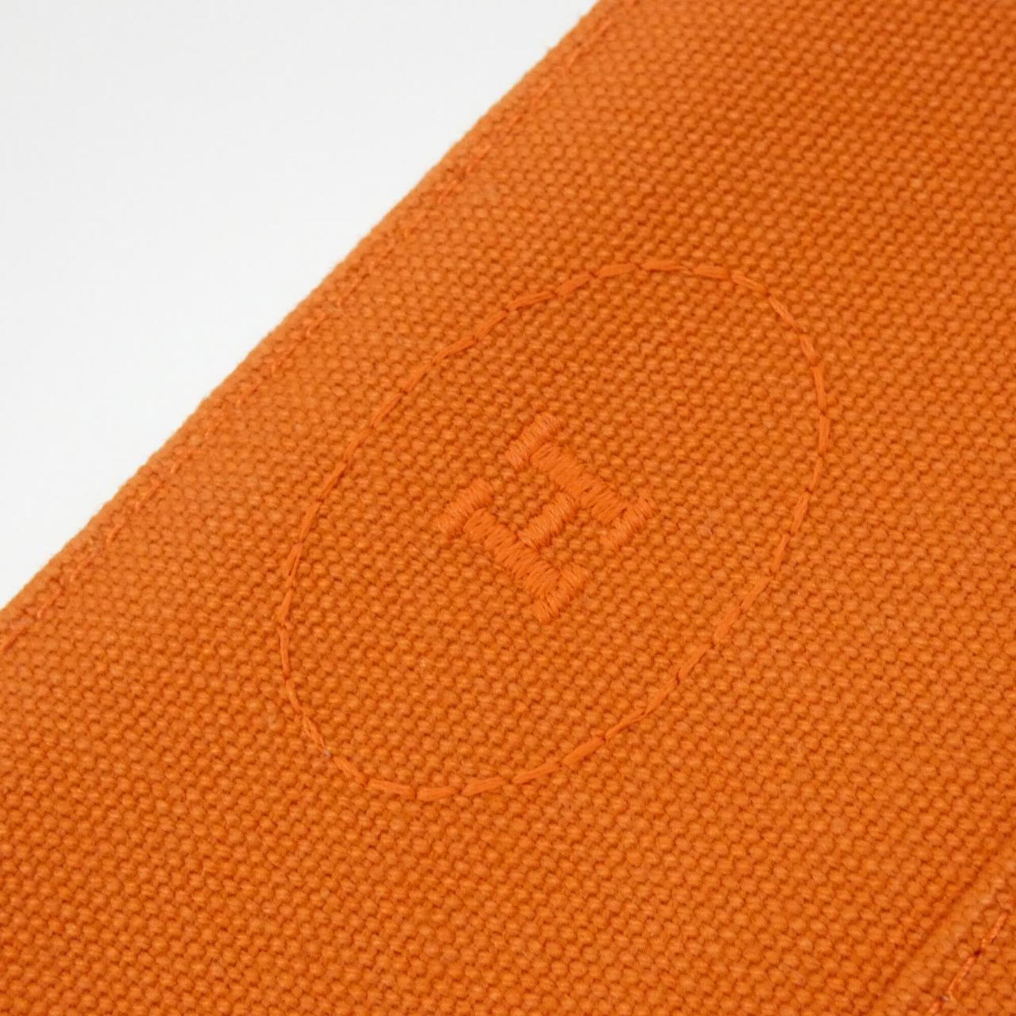 Hermes Feu Orange Canvas Handbag Pouch (Pre-Owned)