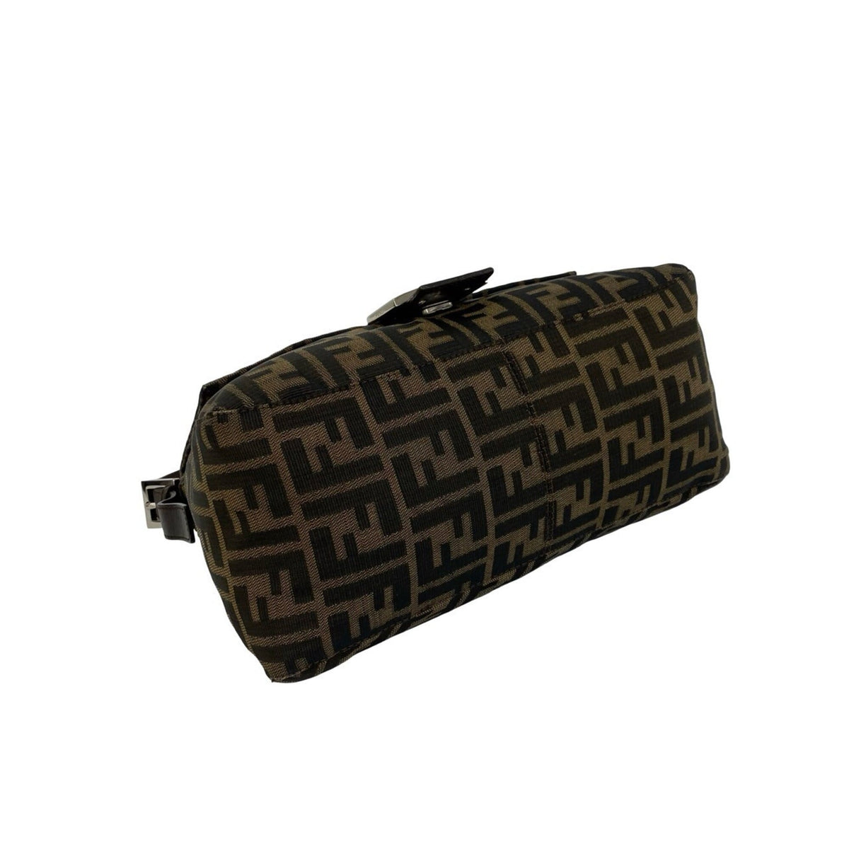 Fendi Black Brown Canvas Leather Shoulder Bag (Pre-Owned)