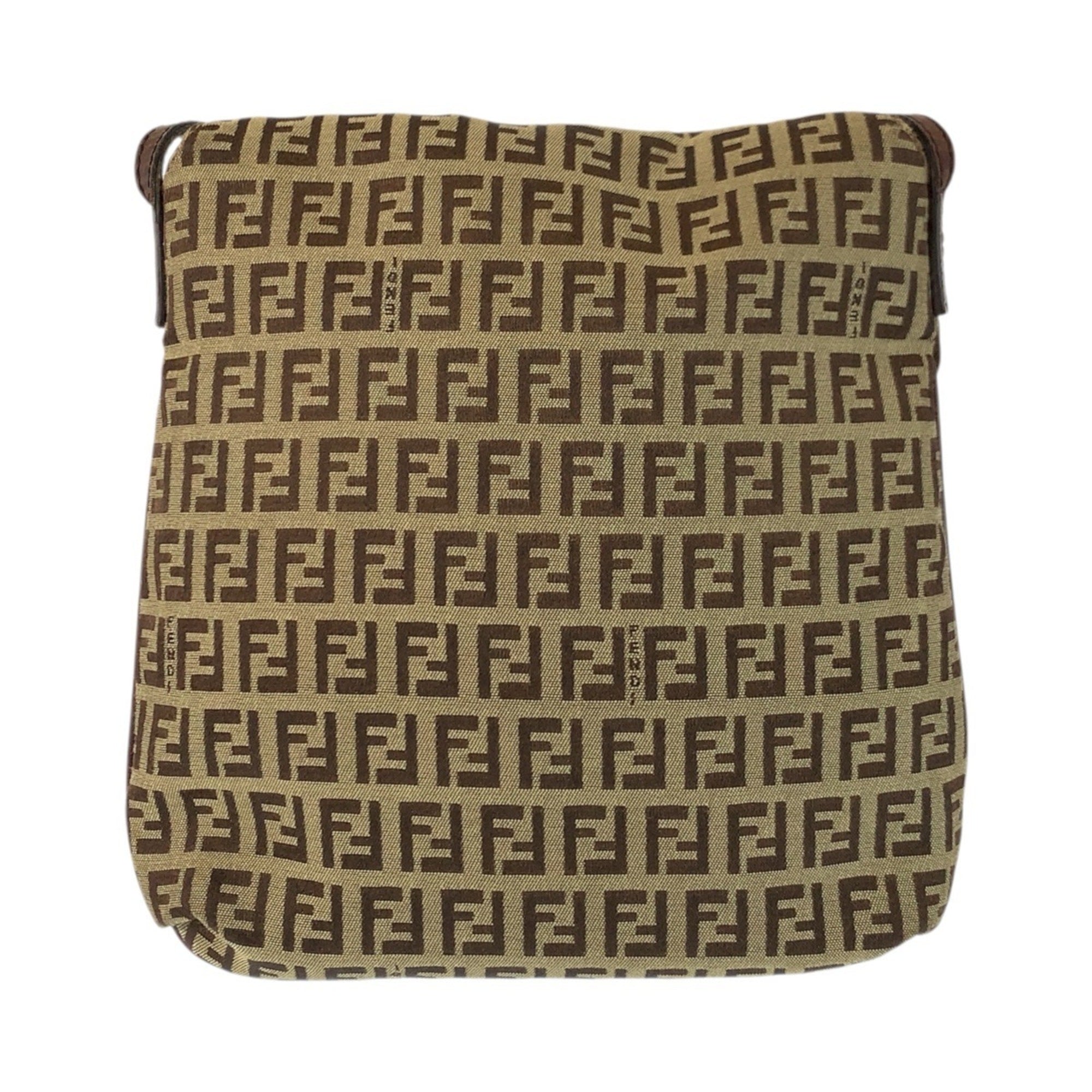 Fendi Brown Canvas Leather Pochette Shoulder Bag (Pre-Owned)