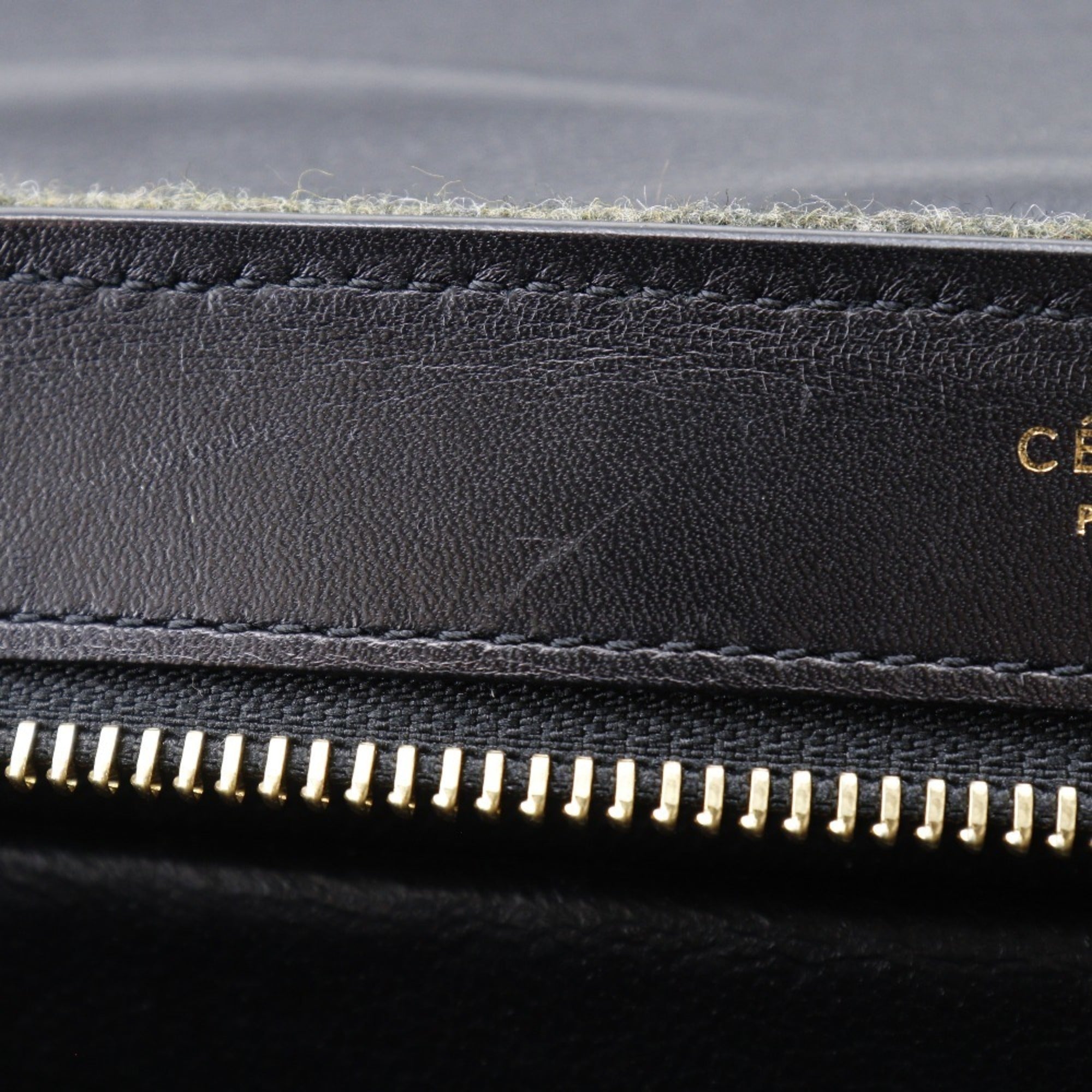 Celine Trapeze Black Gray Felt Leather Handbag (Pre-Owned)