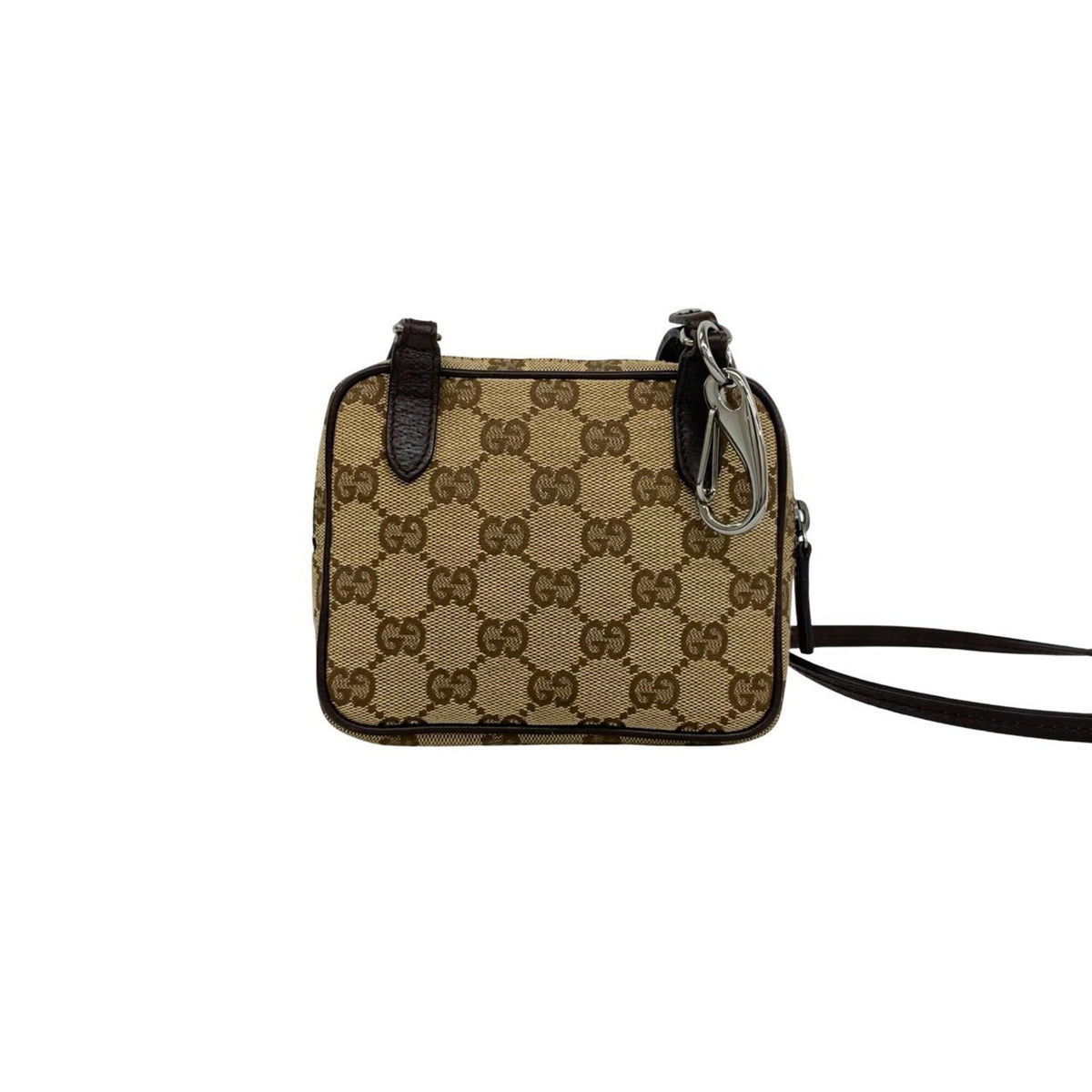 Gucci Brown Canvas Leather Pochette Shoulder Bag (Pre-Owned)
