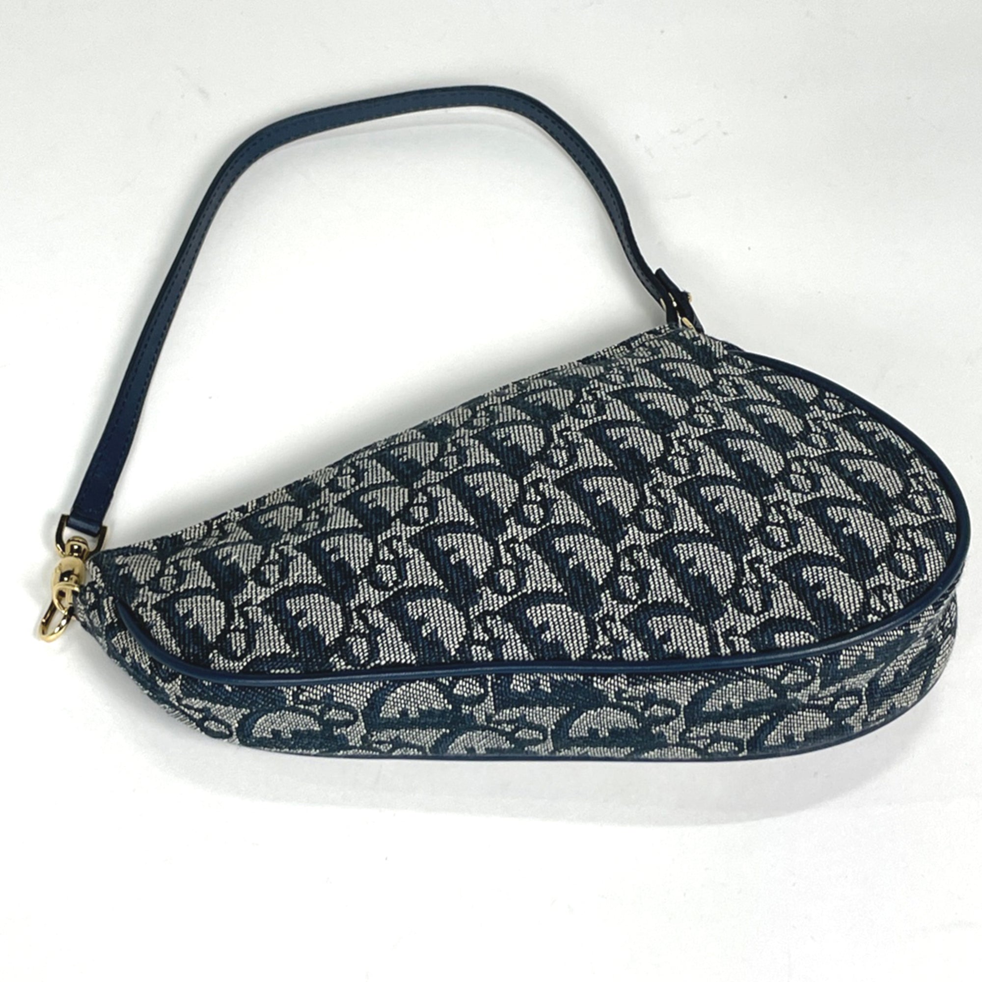 Christian Dior Navy Trotter Saddle Bag Shoulder Bag (Pre-Owned)
