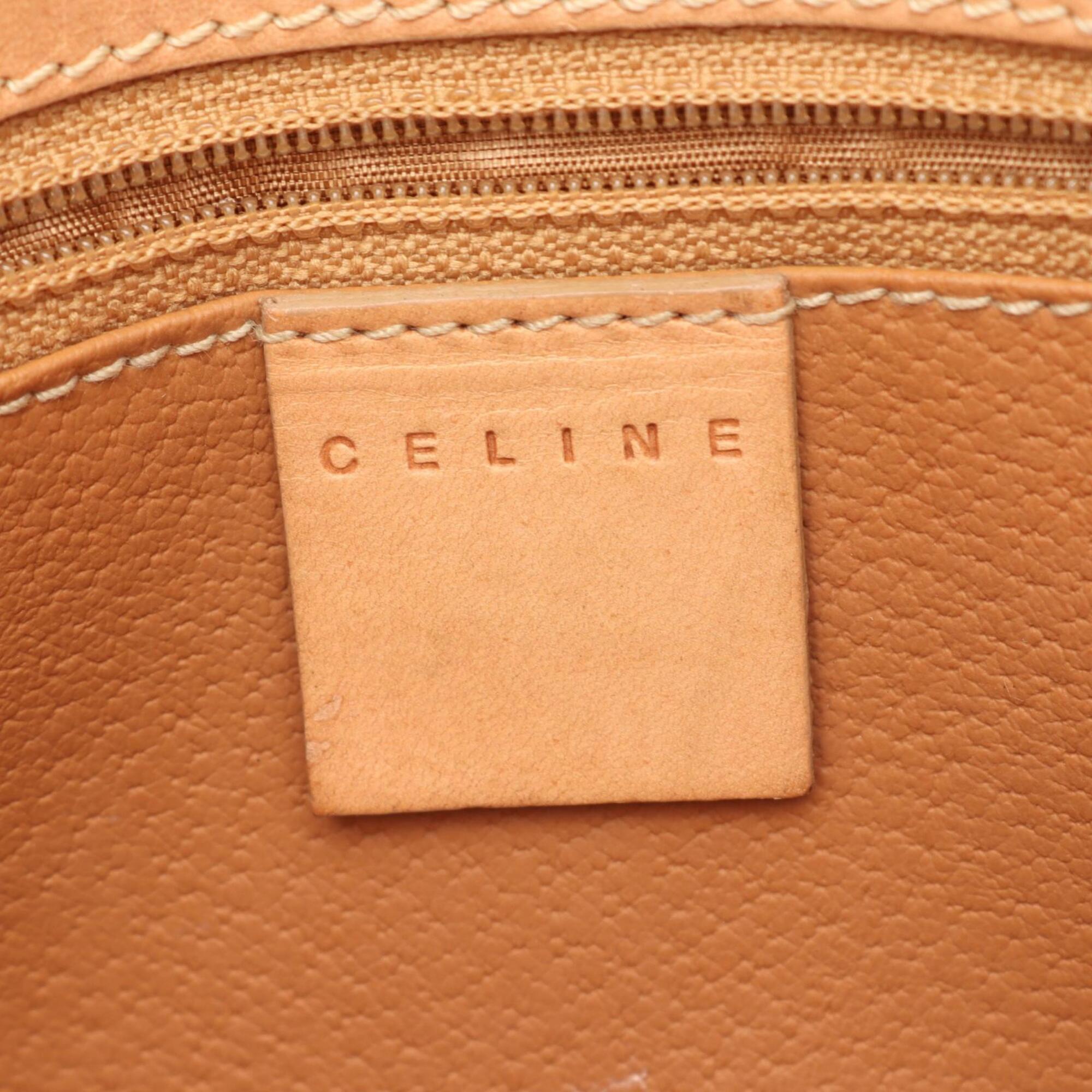 Celine Beige Brown Coated Canvas Leather Handbag Shoulder Bag (Pre-Owned)