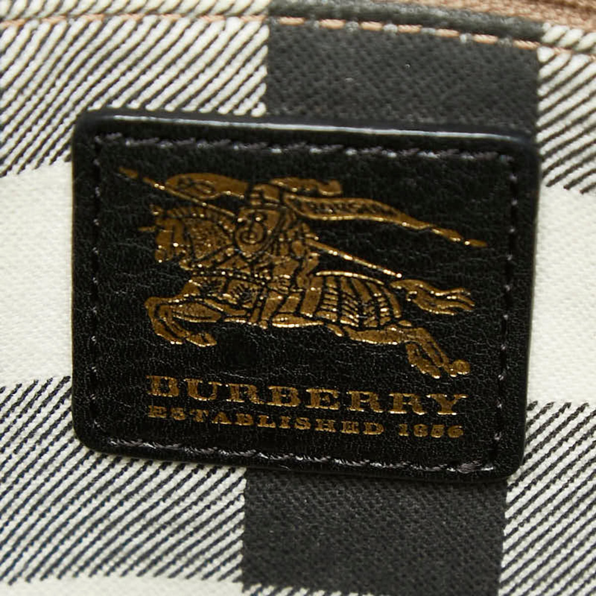 Burberry Black Leather Canvas Shoulder Bag Tote Bag (Pre-Owned)