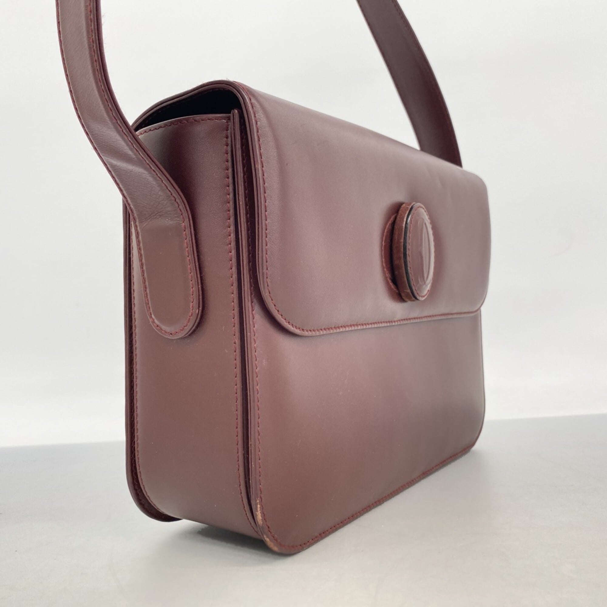 Cartier Bordeaux Leather Shoulder Bag (Pre-Owned)