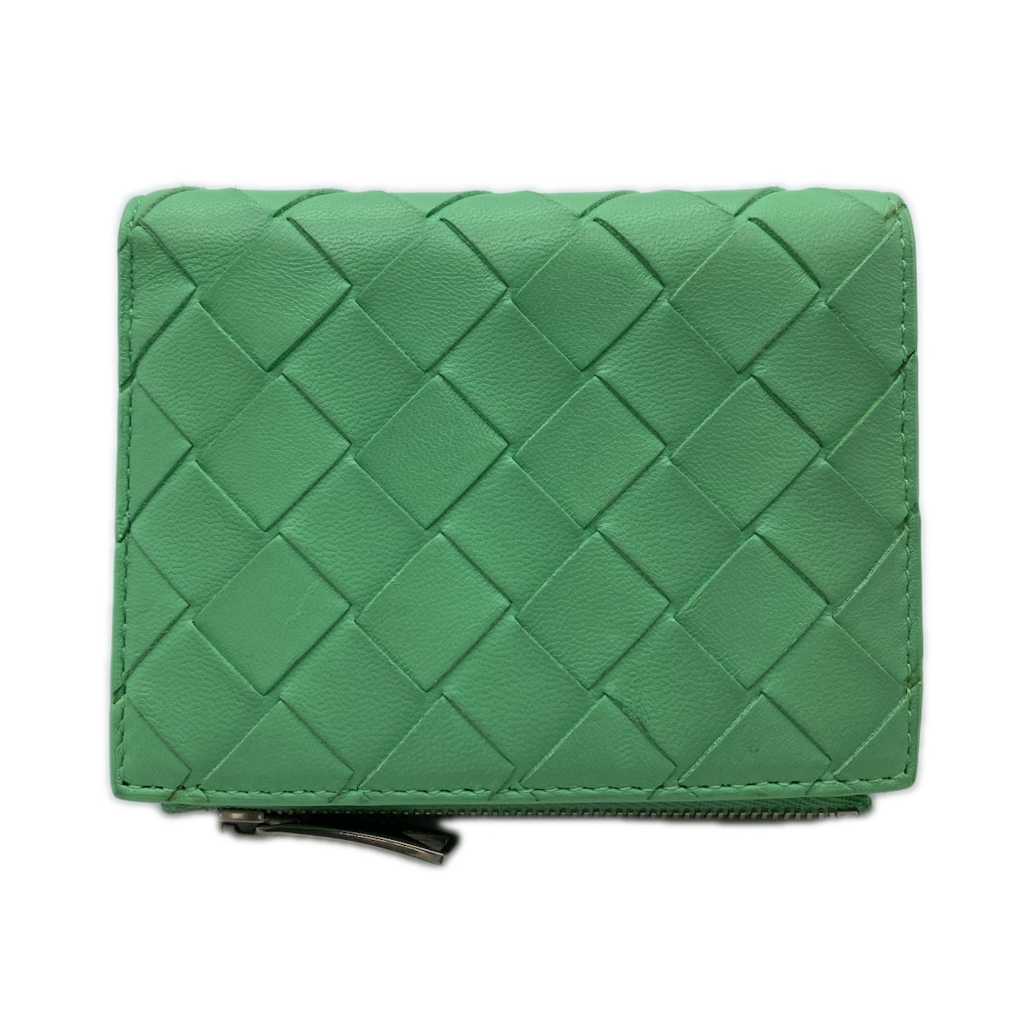 Bottega Veneta Intrecciato Green Intrecciato Wallet (Bi-Fold) (Pre-Owned)